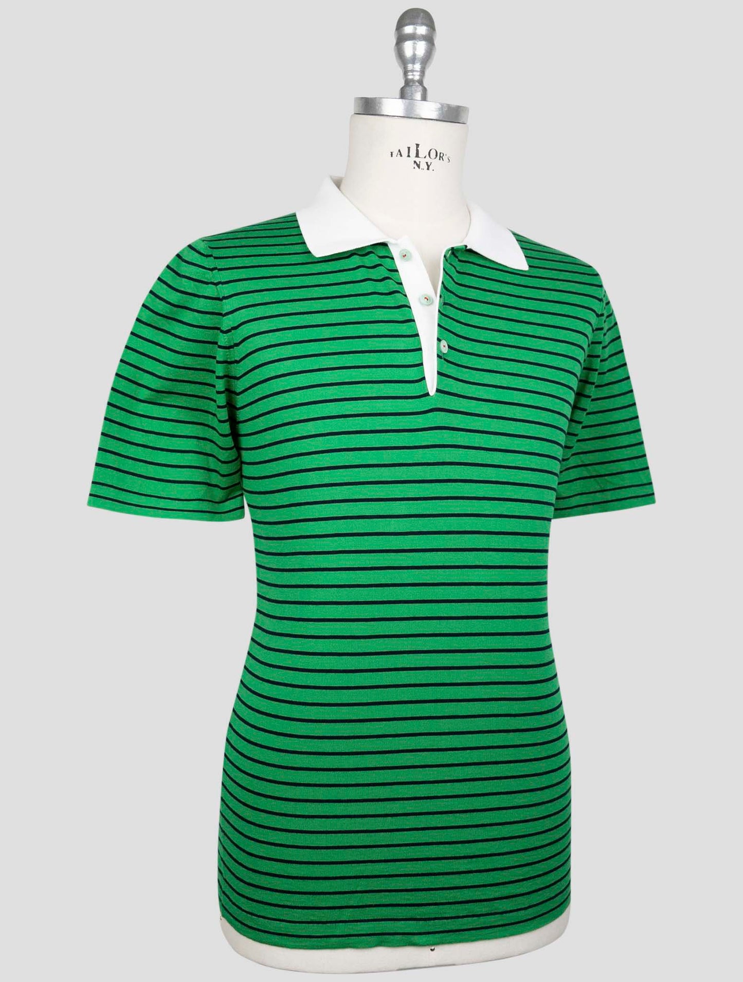 Kiton Green Blue Cotton Polo