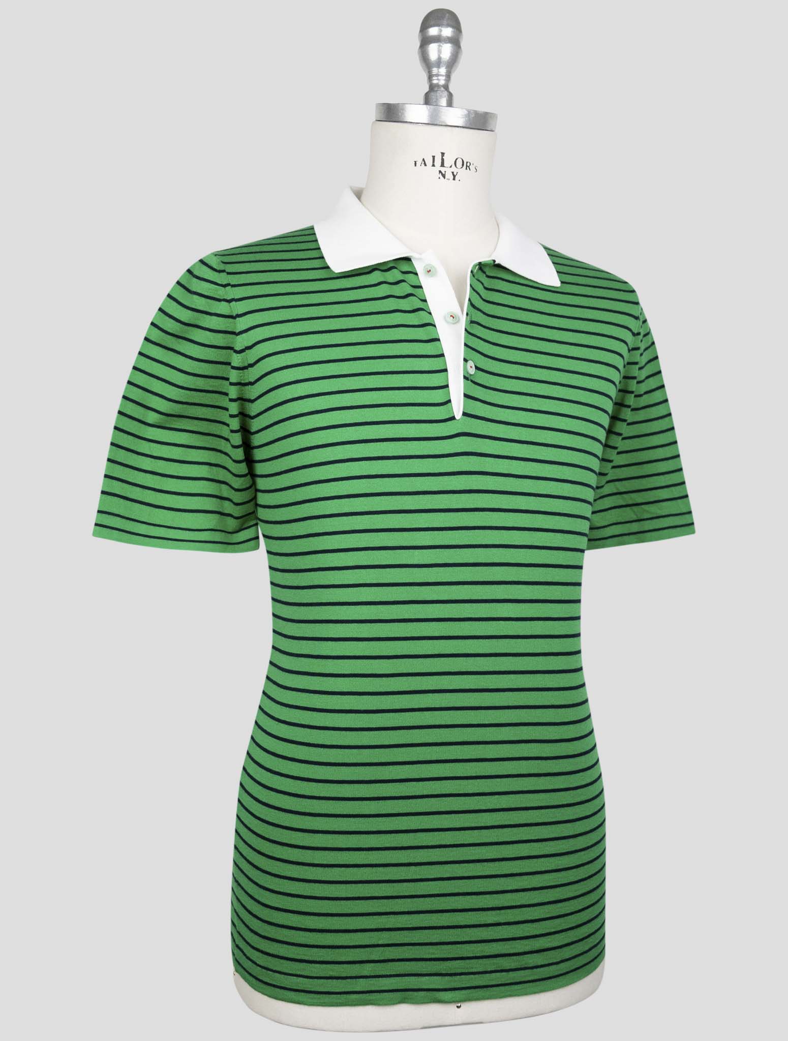 Kiton Green Blue Cotton Polo