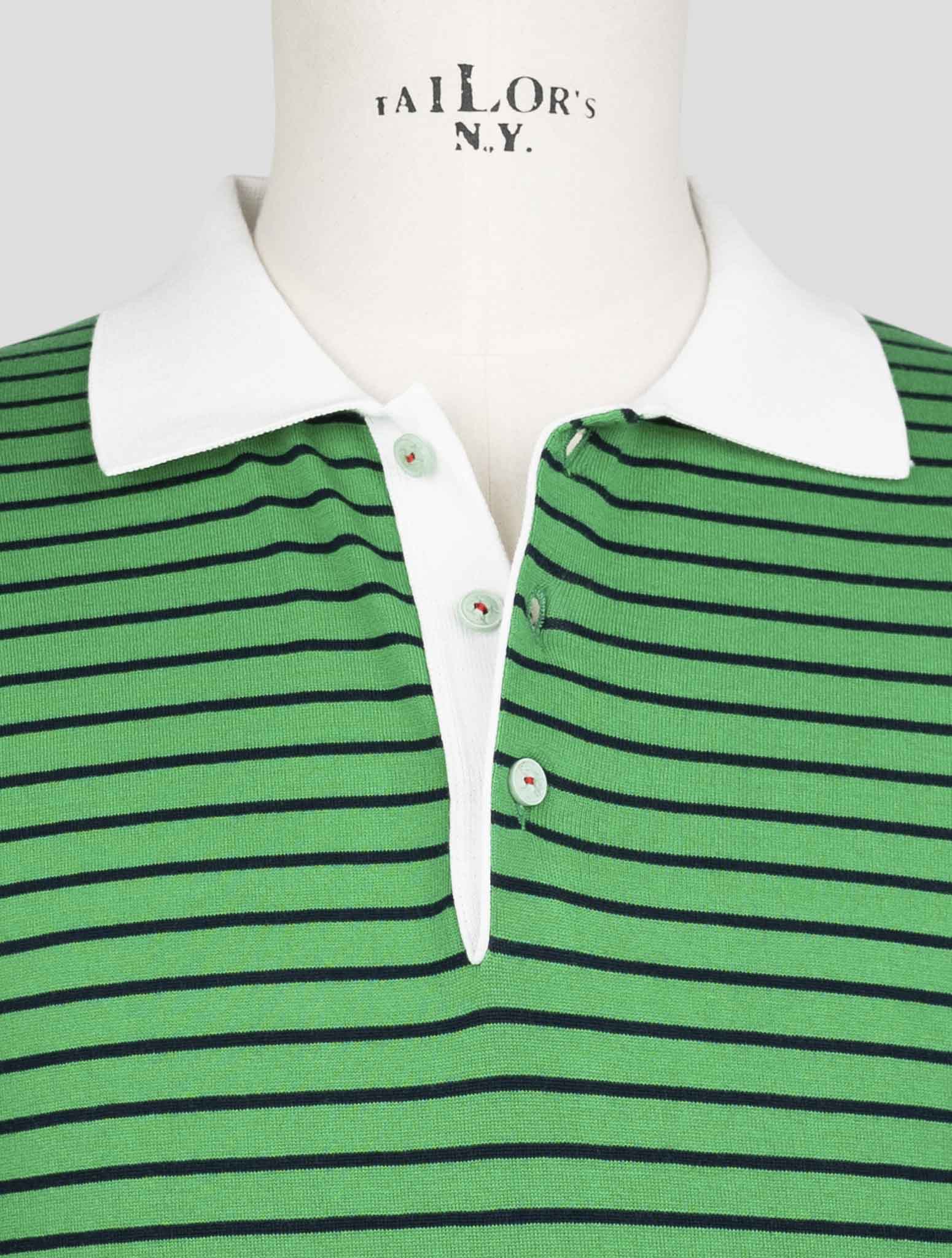 Kiton Green Blue Cotton Polo