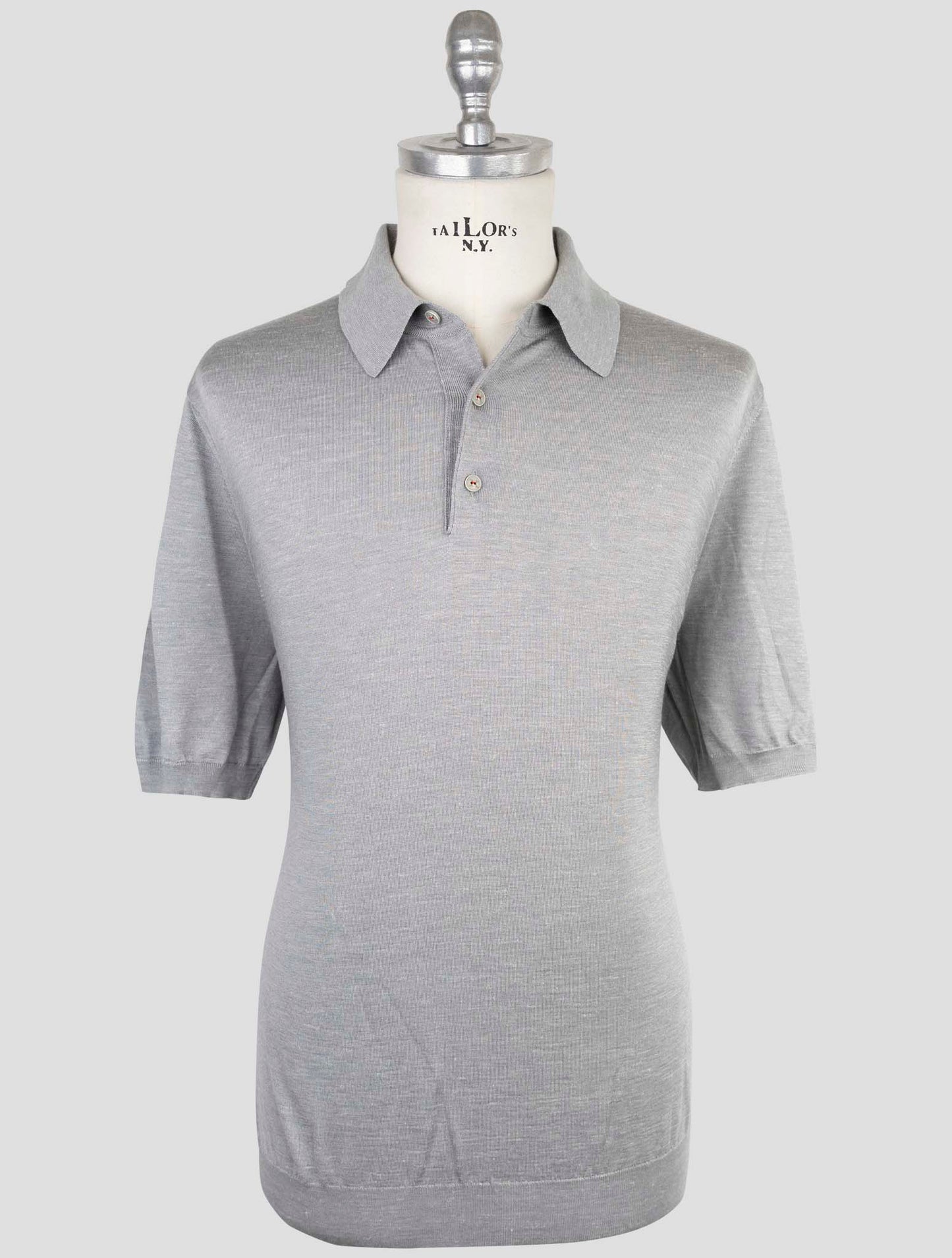 Kiton Gray Silk Cashmere Linen Polo