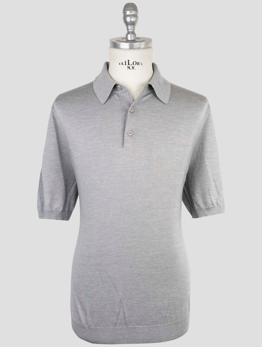 Kiton Gray Silk Cashmere Linen Polo