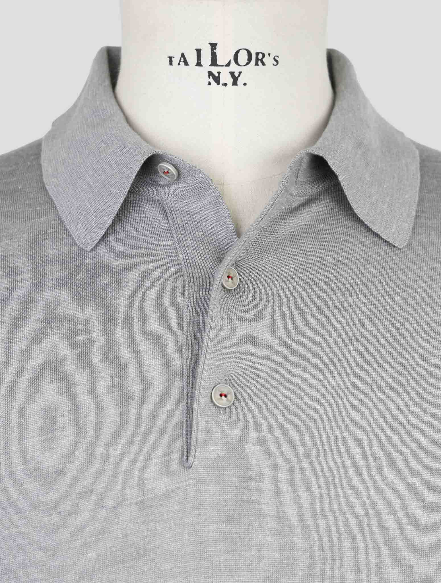 Kiton Gray Silk Cashmere Linen Polo