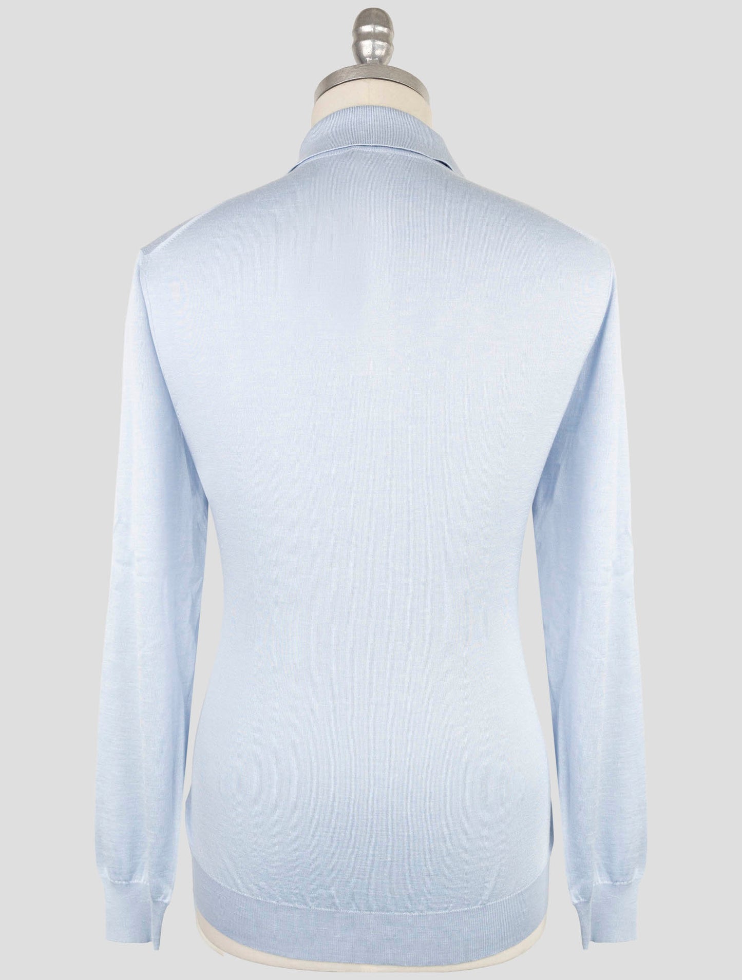 Kiton Light Blue Silk Cashmere Linen Sweater Polo