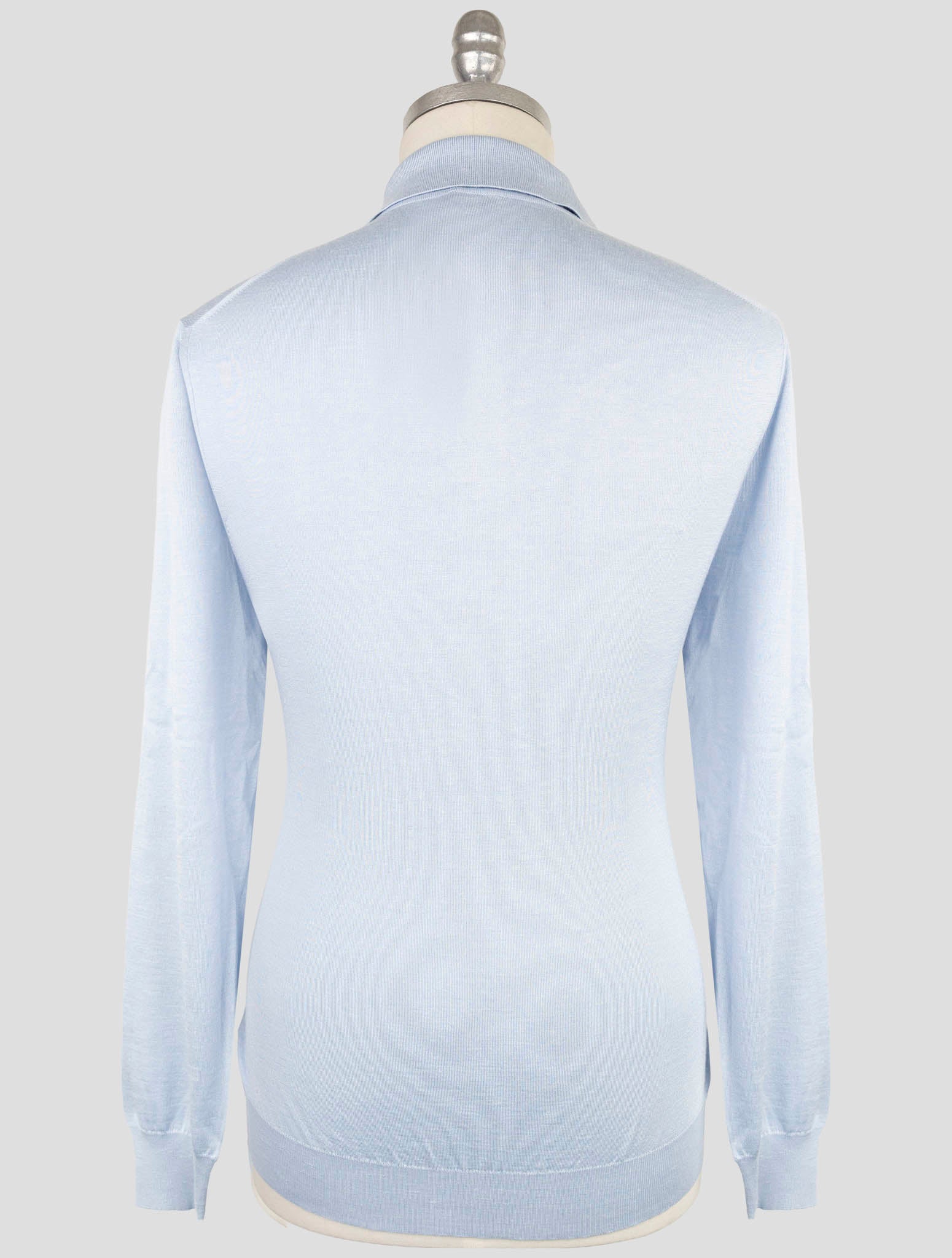 Kiton Light Blue Silk Cashmere Linen Sweater Polo