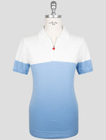 Kiton Blue White Cotton Polo