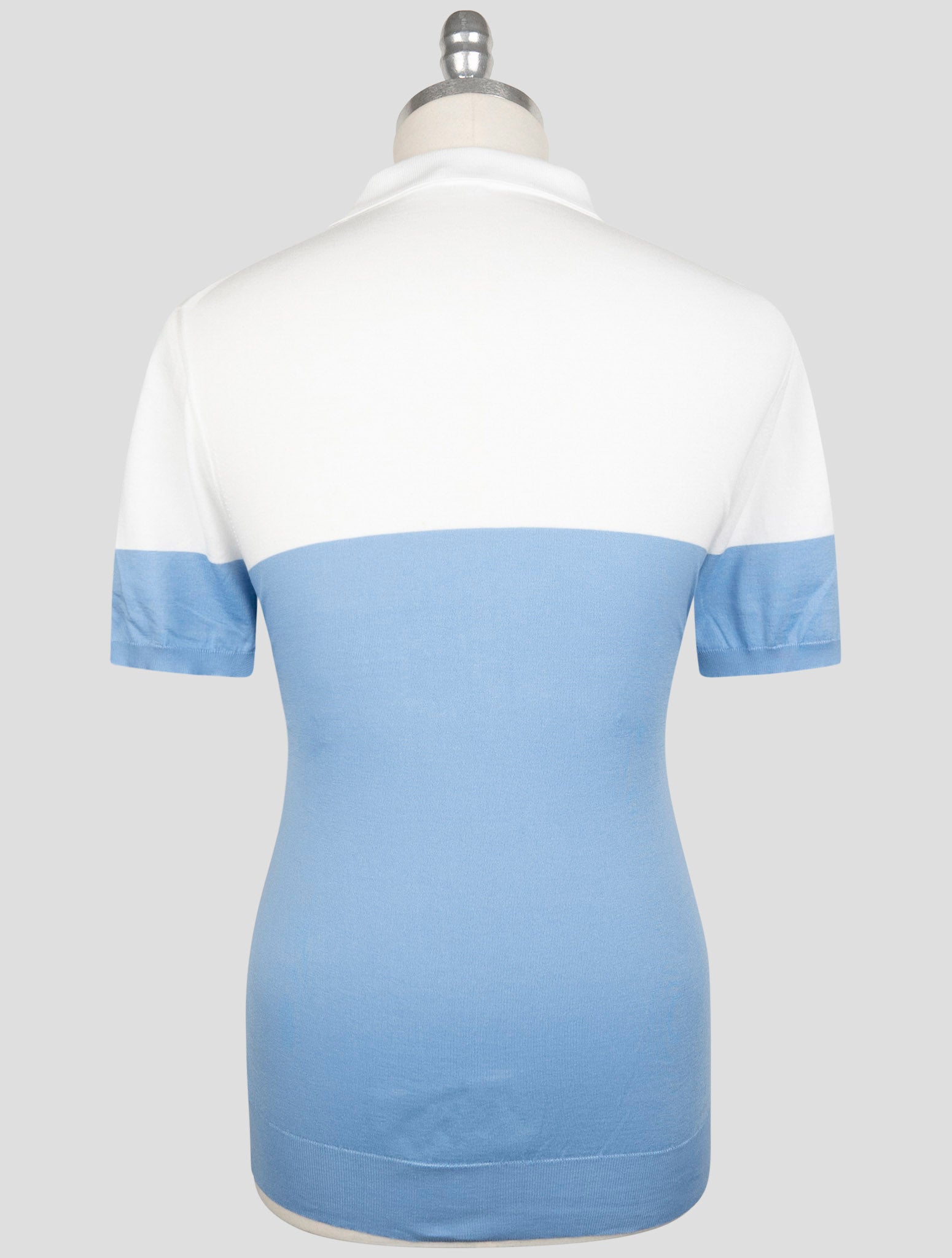 Kiton Blue White Cotton Polo