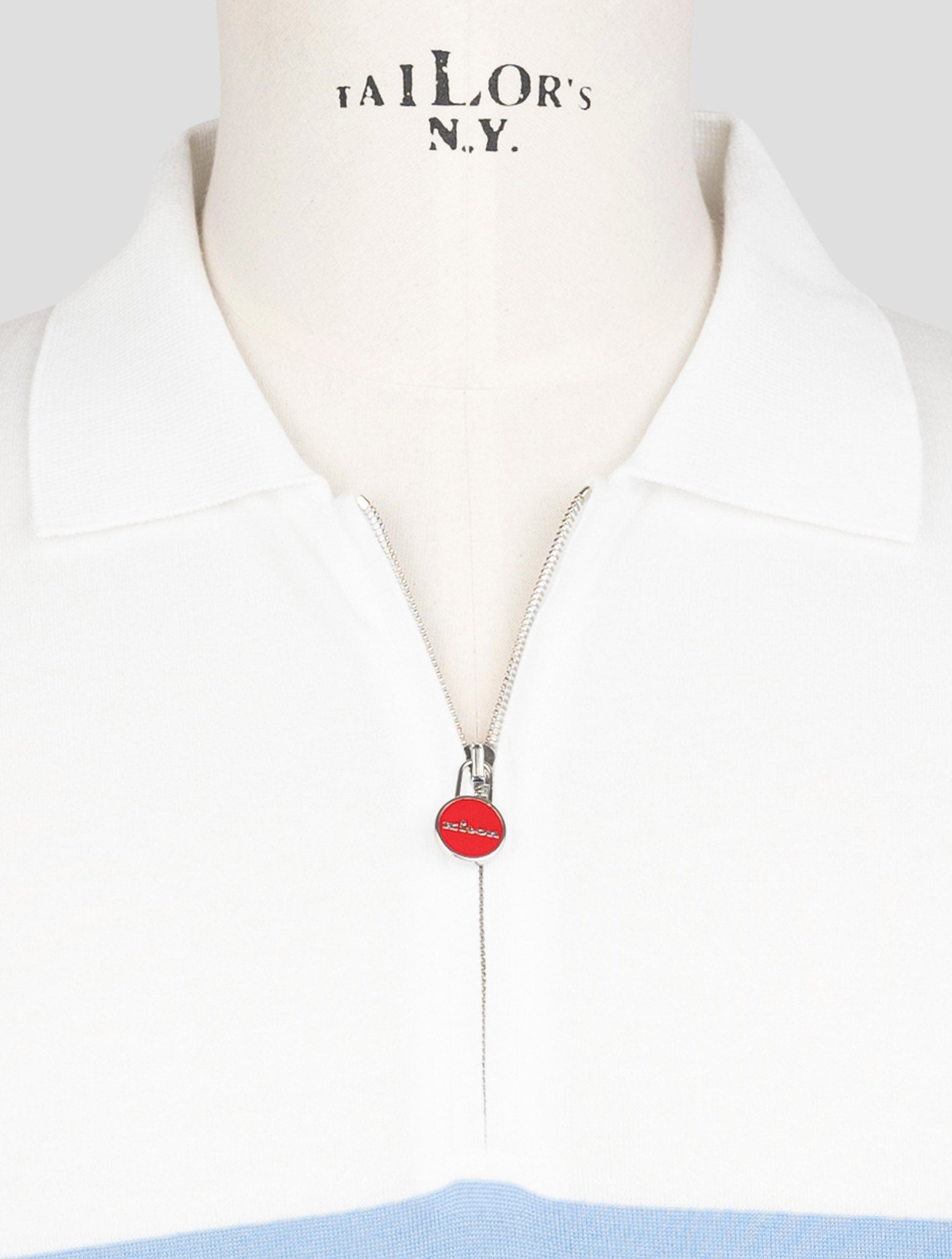 Kiton Blue White Cotton Polo