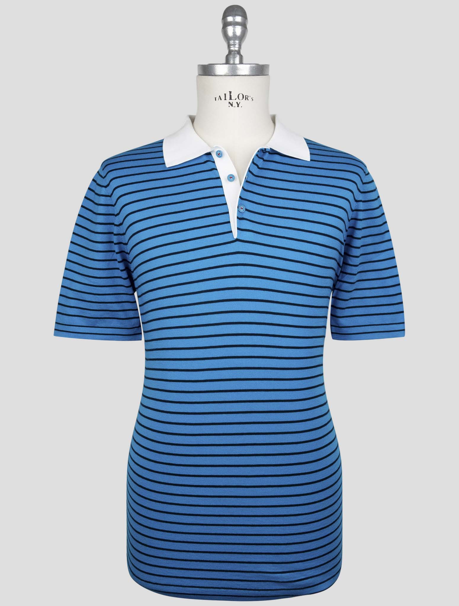 Kiton Blue Cotton Polo