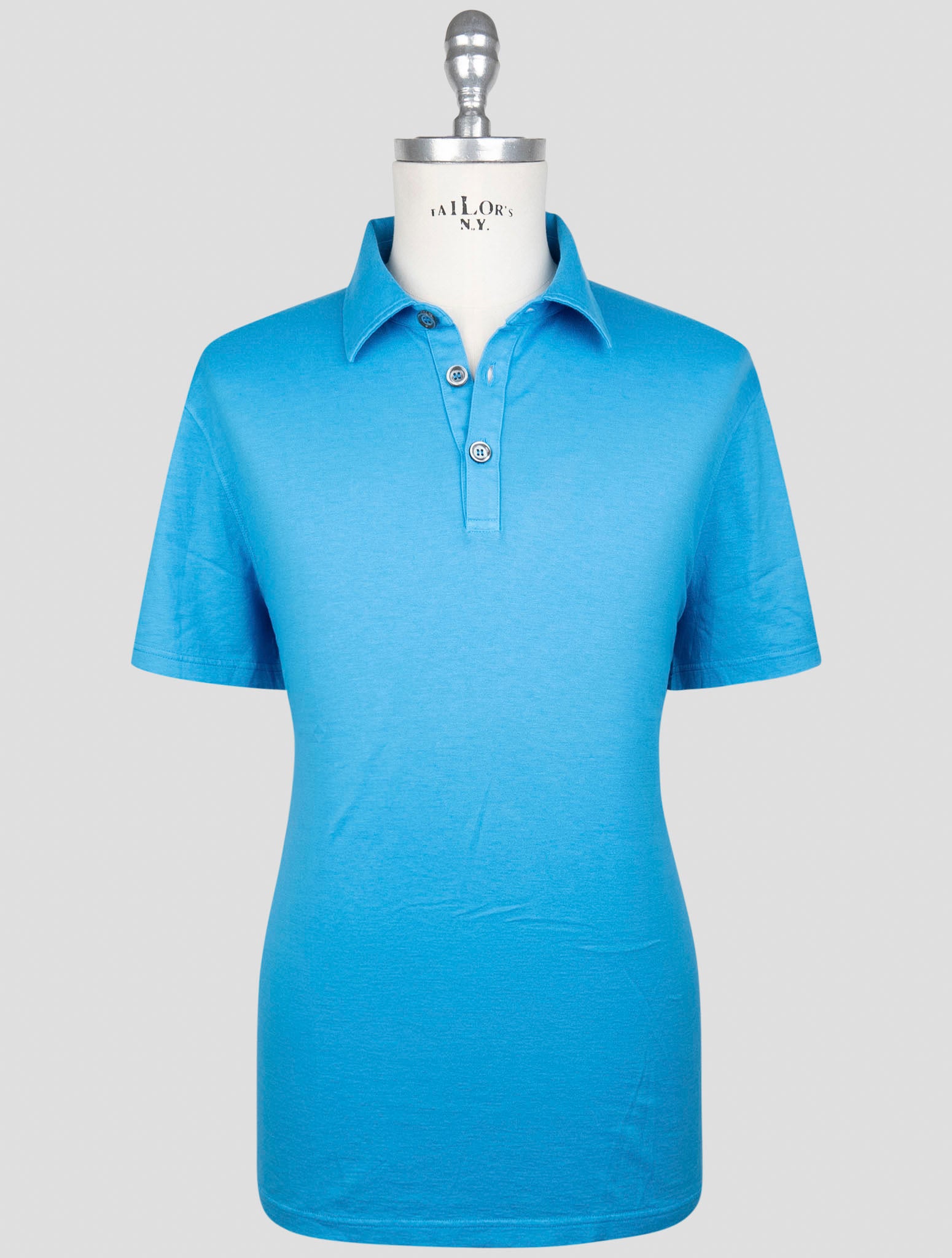 Kiton Blue Cotton Cashmere Polo