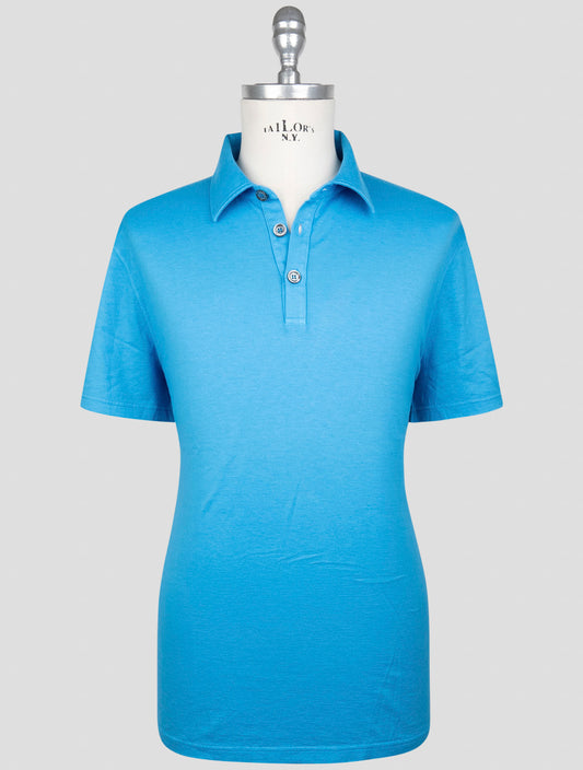 Kiton Blue Cotton Cashmere Polo