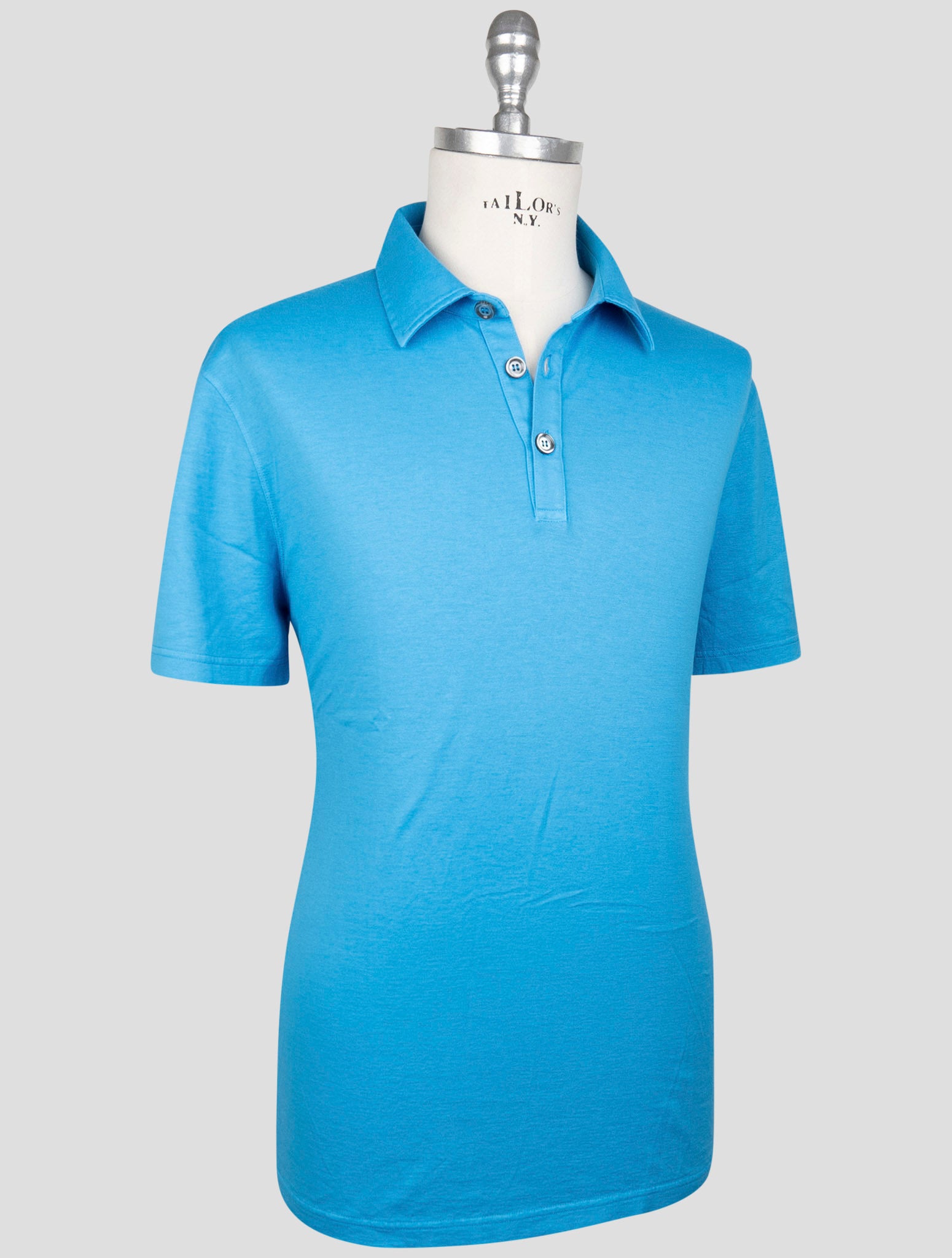 Kiton Blue Cotton Cashmere Polo