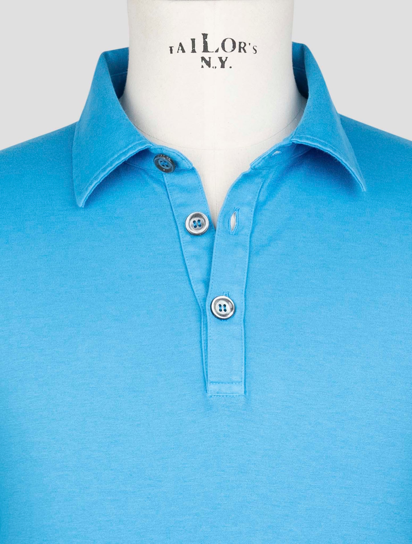 Kiton Blue Cotton Cashmere Polo