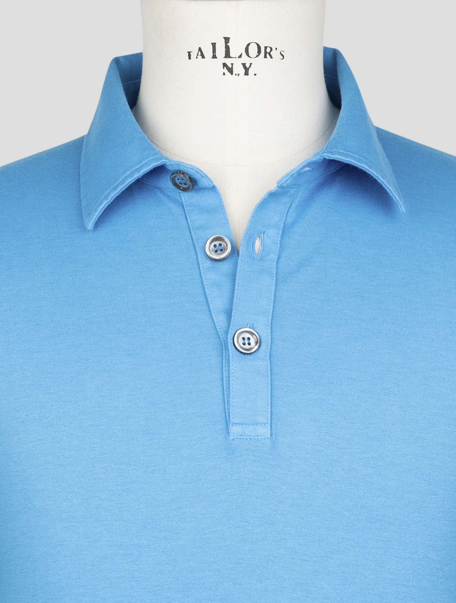 Kiton Blue Cotton Cashmere Polo