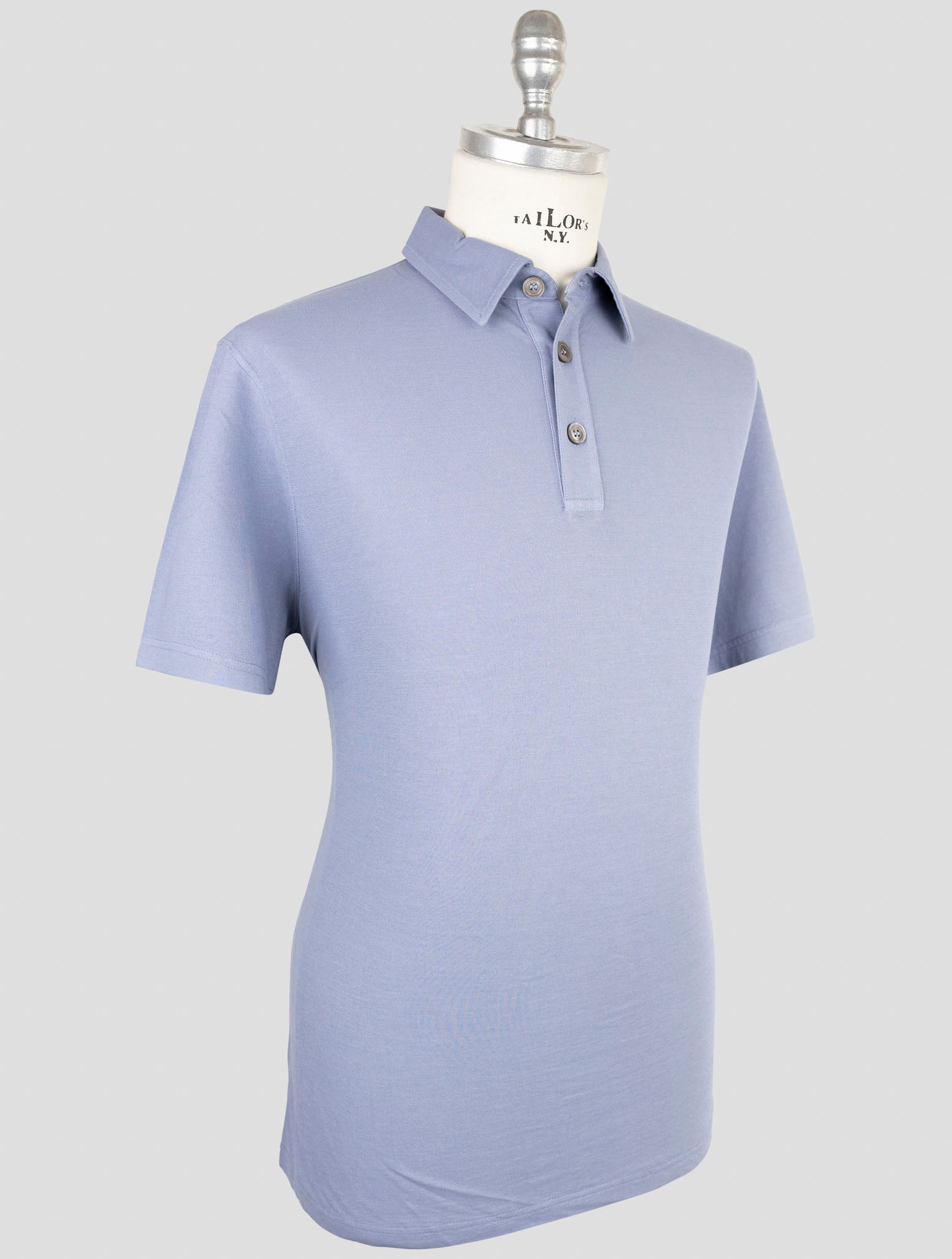 Kiton Blue Cotton Polo