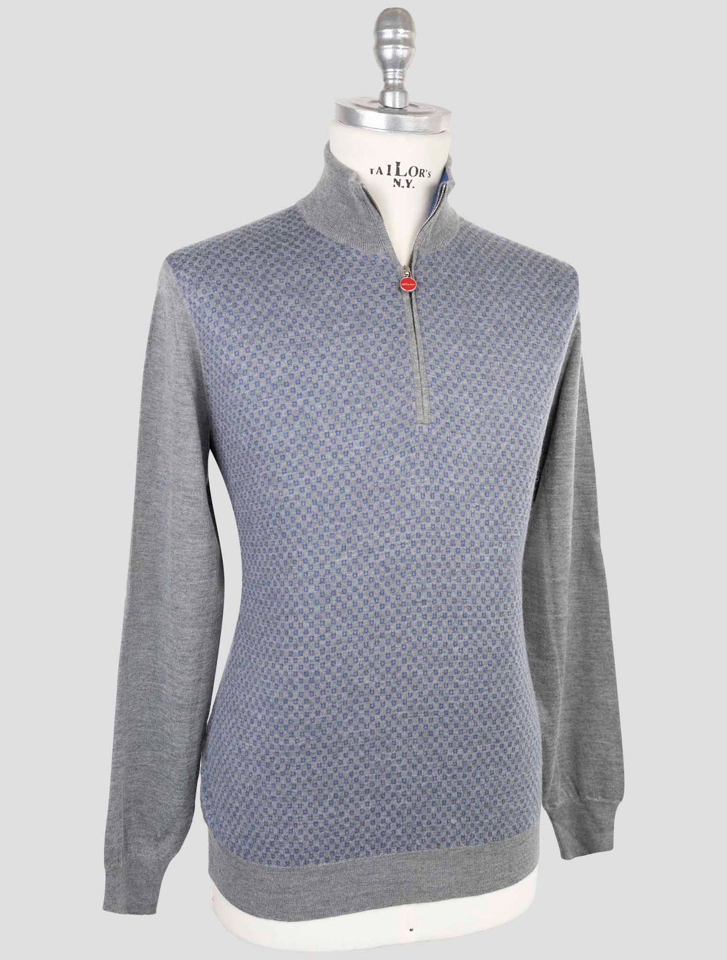 Kiton Blue Gray Cashmere Silk Sweater Polo