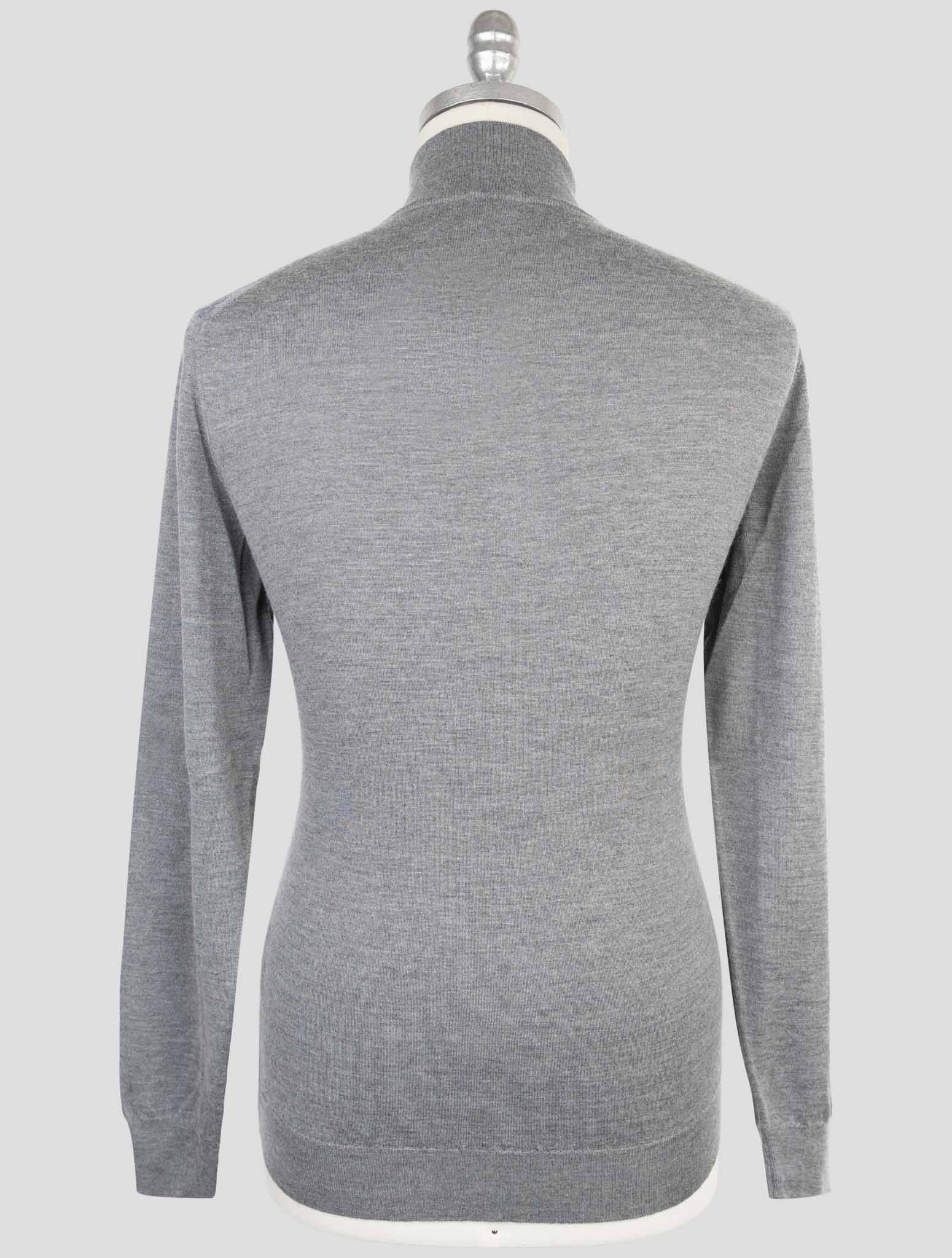 Kiton Blue Gray Cashmere Silk Sweater Polo