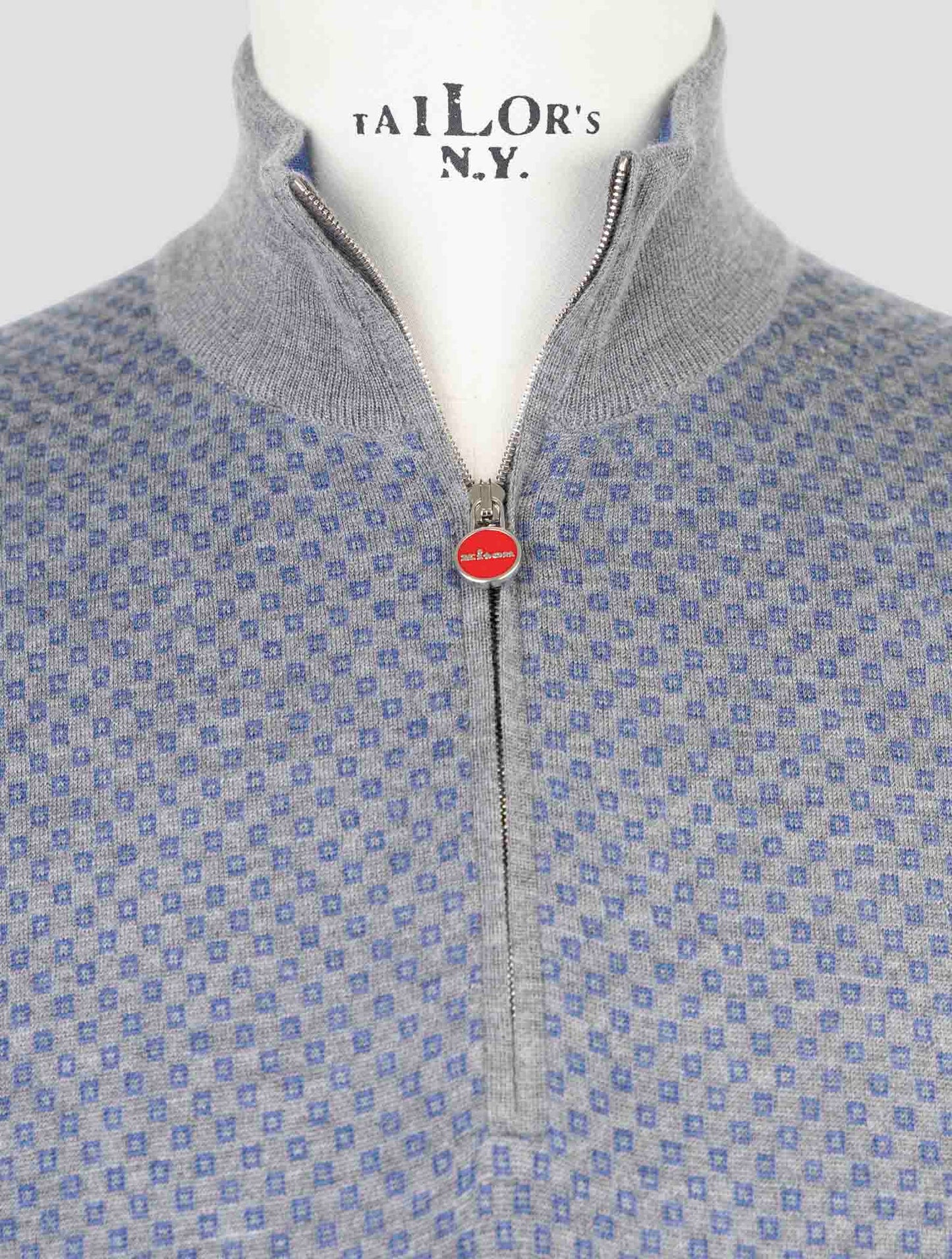 Kiton Blue Gray Cashmere Silk Sweater Polo