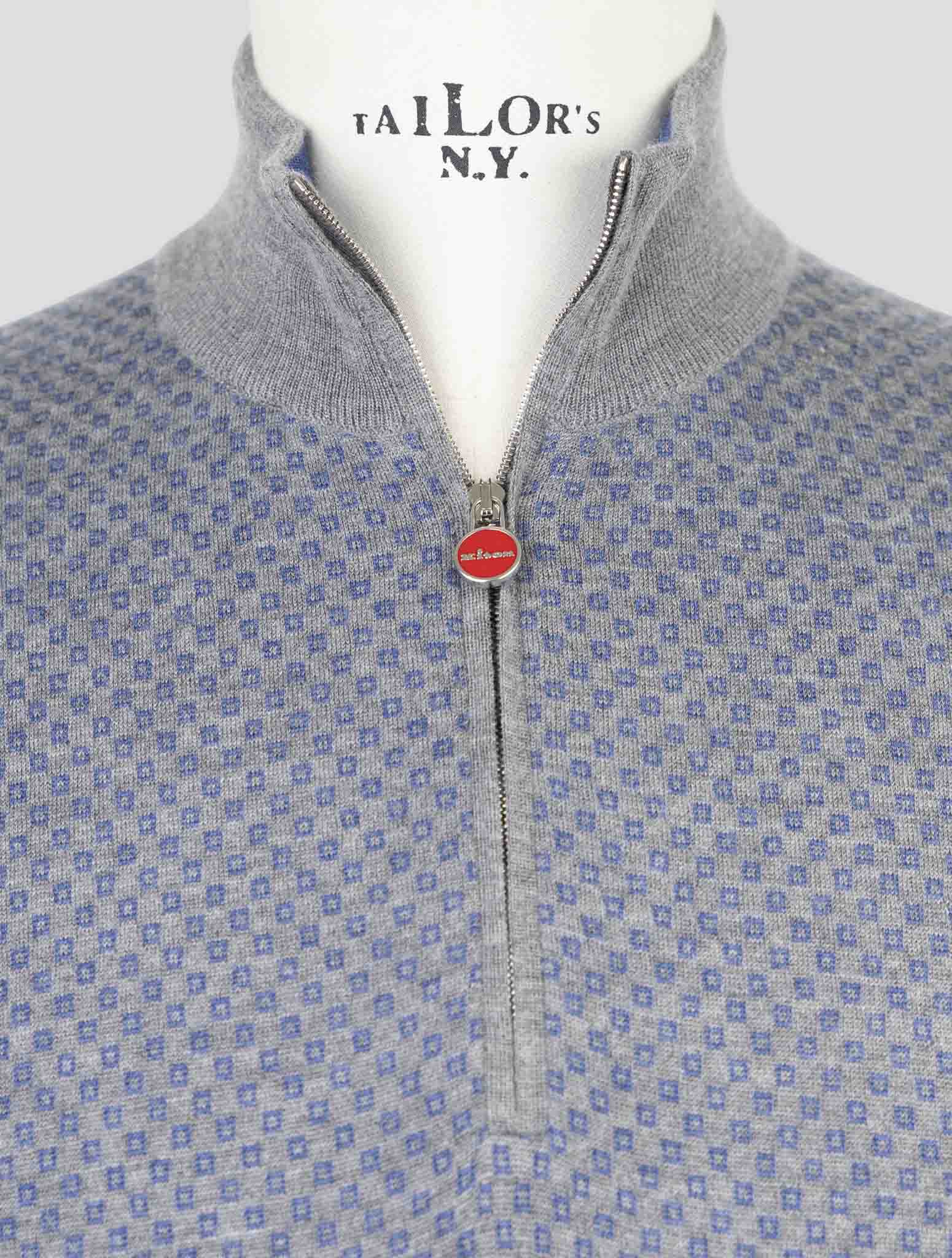 Kiton Blue Gray Cashmere Silk Sweater Polo