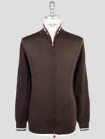 Kiton Brown Wool Diamante Blu Sweater Full Zip
