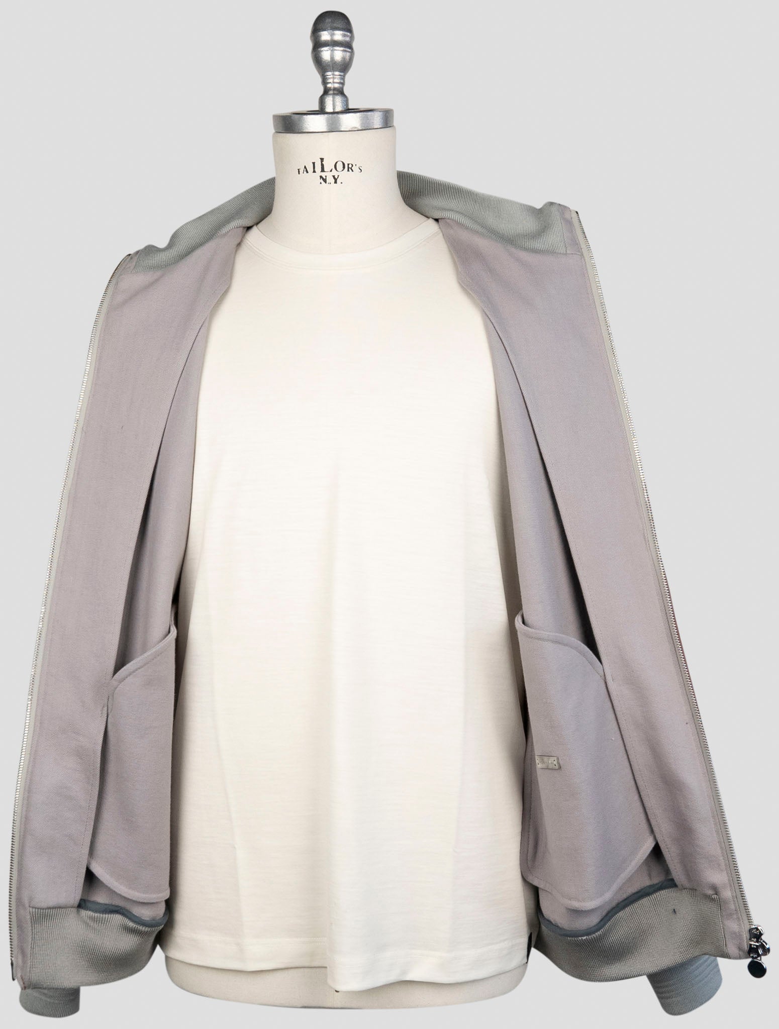 Kiton Gray Cotton Pa Coat