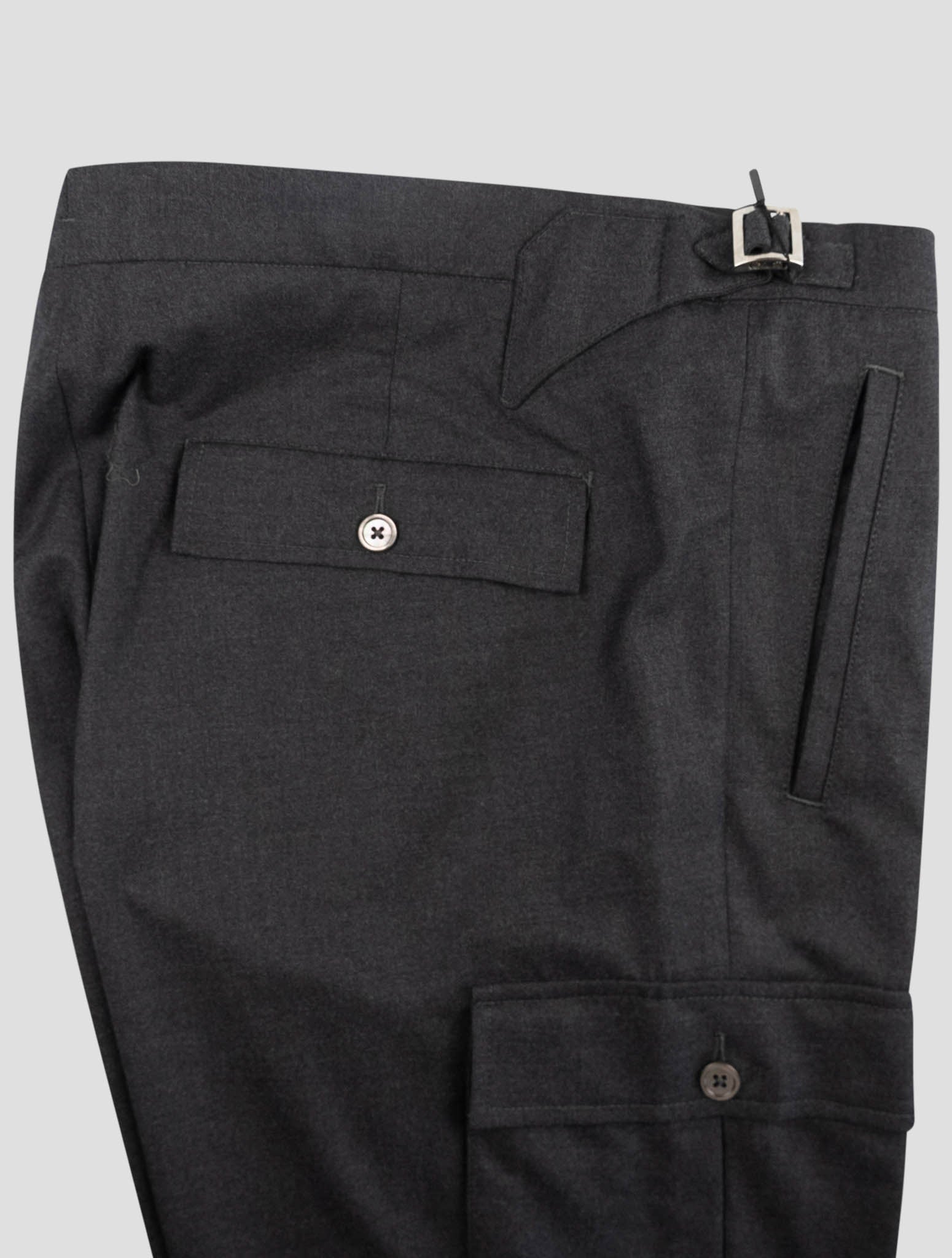 Kiton  Gray Virgin Wool  Cargo Pants