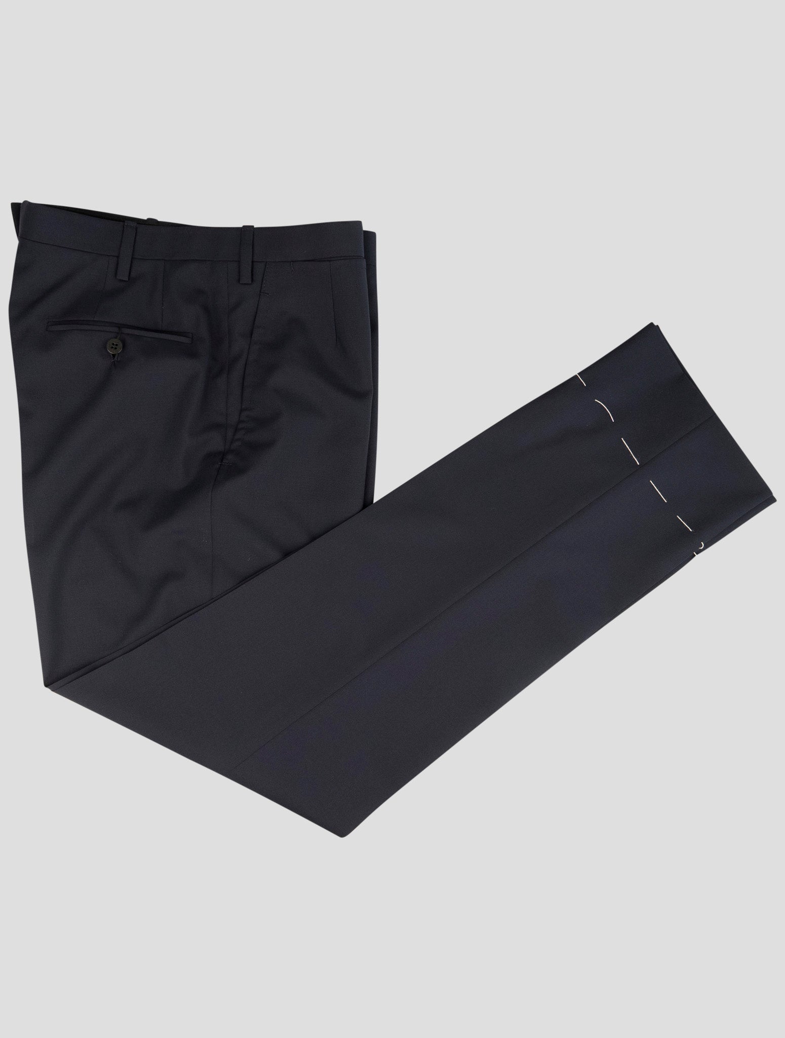 Kiton Blue Wool Dress Pants