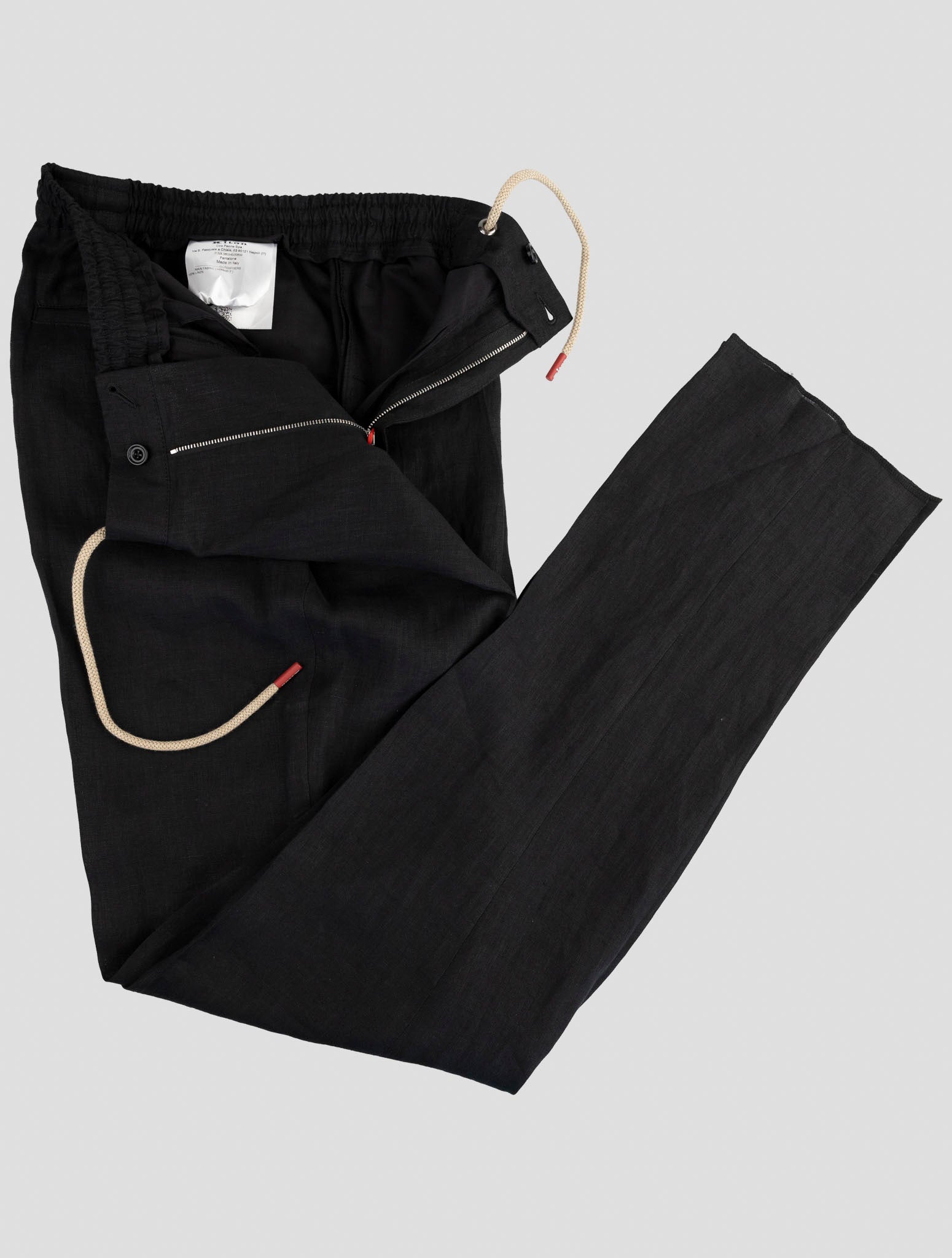 Kiton Black Linen Pants