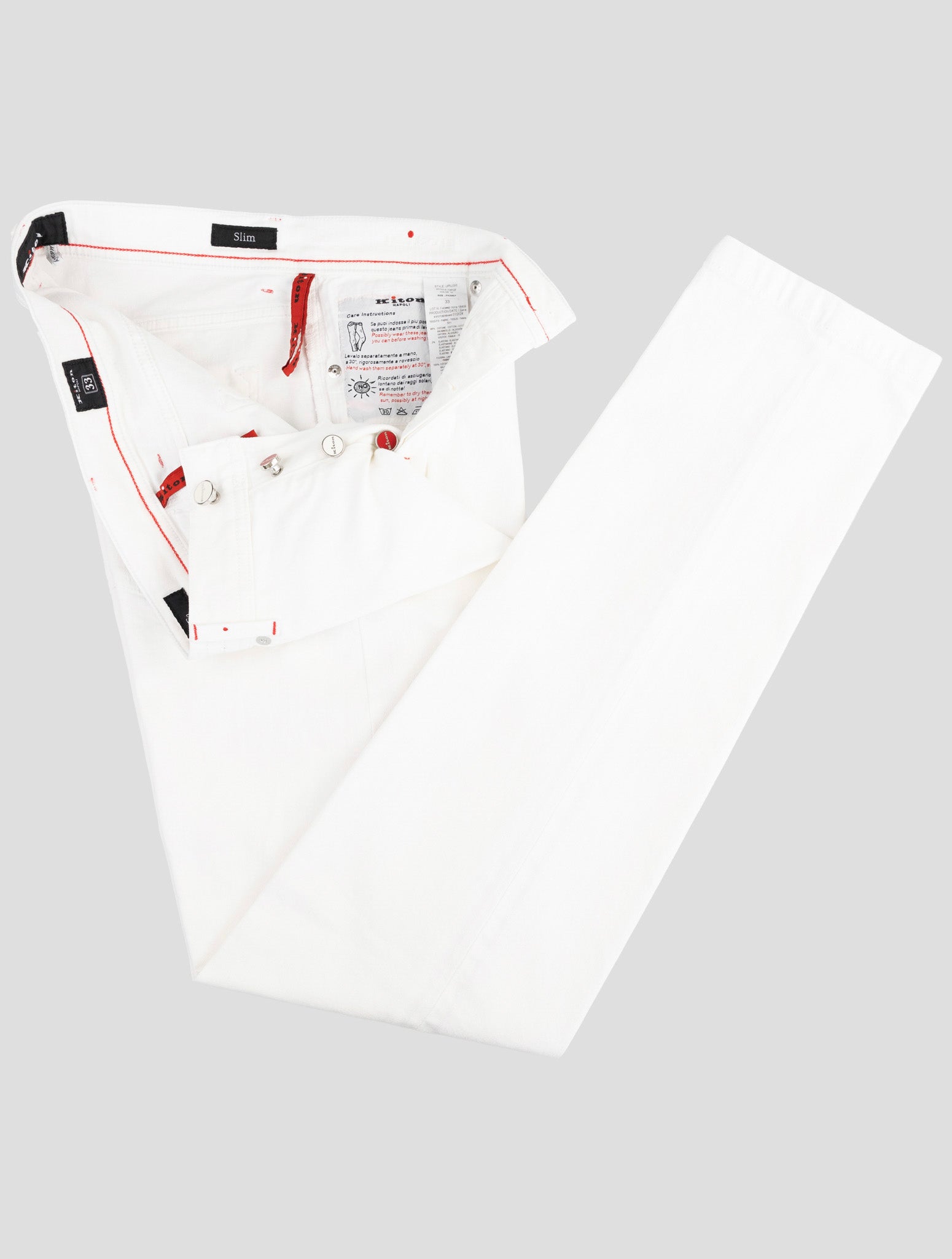 Kiton White Cotton Ea Jeans