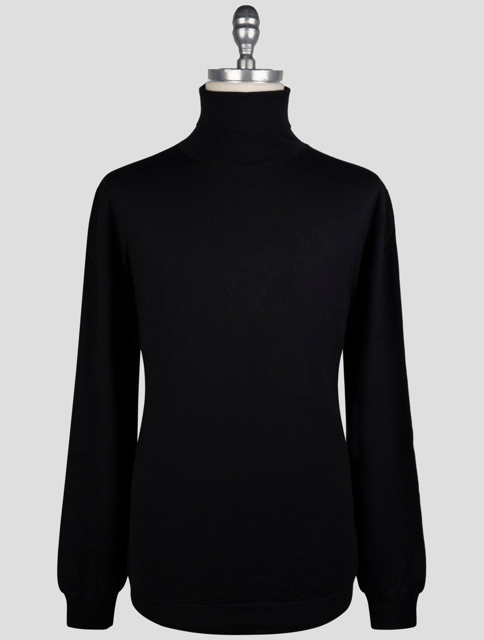 Kiton Black Cashmere Silk Sweater Turtleneck