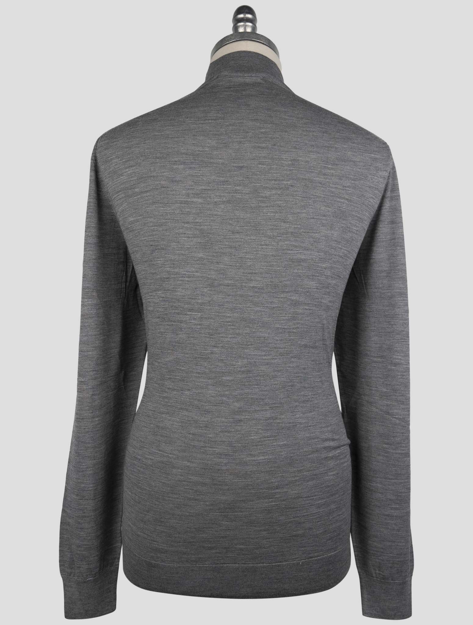Kiton Gray Wool Sweater Hakf Neck