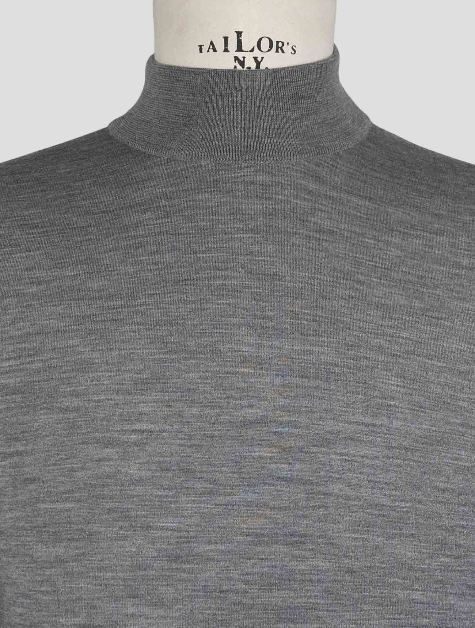 Kiton Gray Wool Sweater Hakf Neck