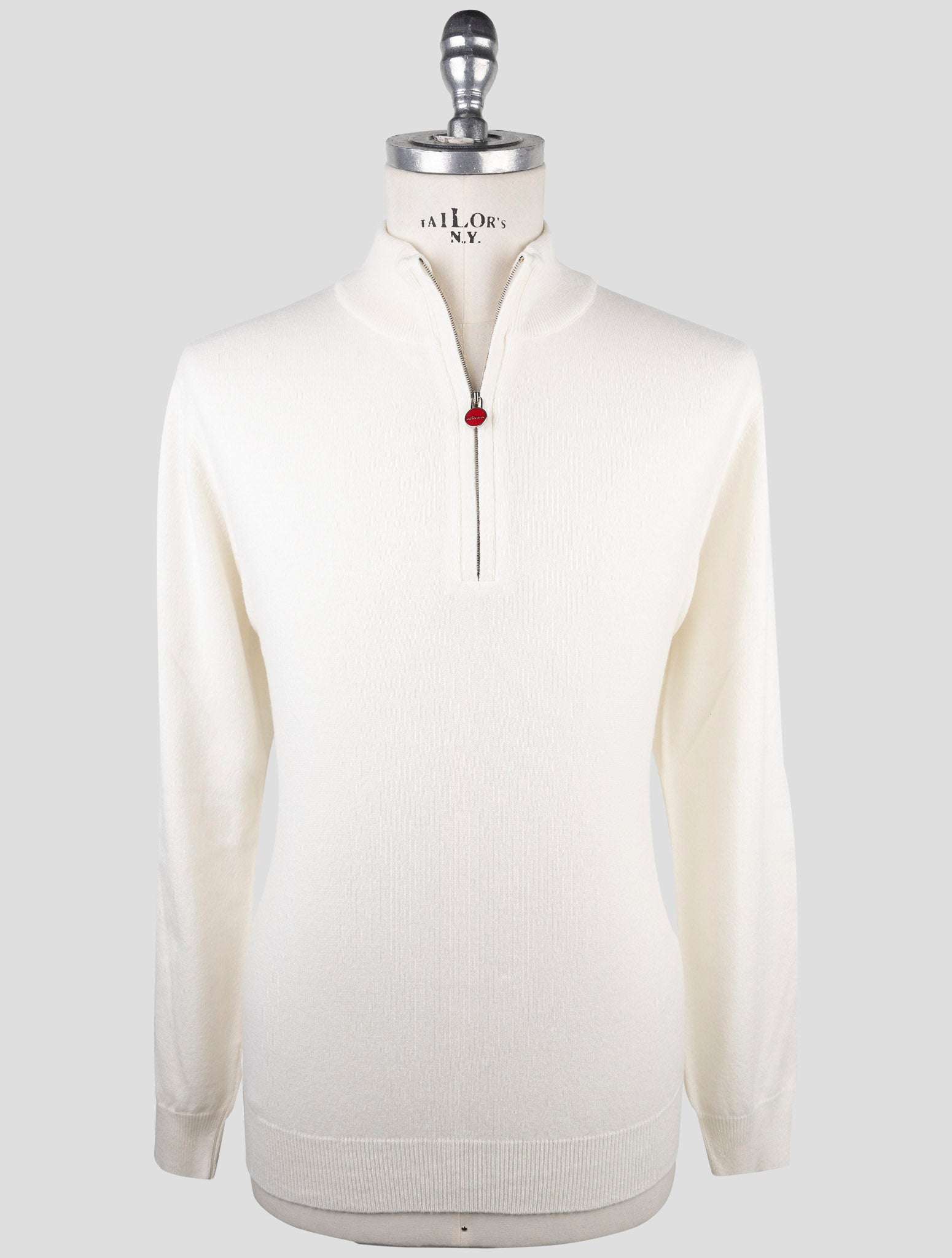 Kiton White Cashmere Sweater Half Zip