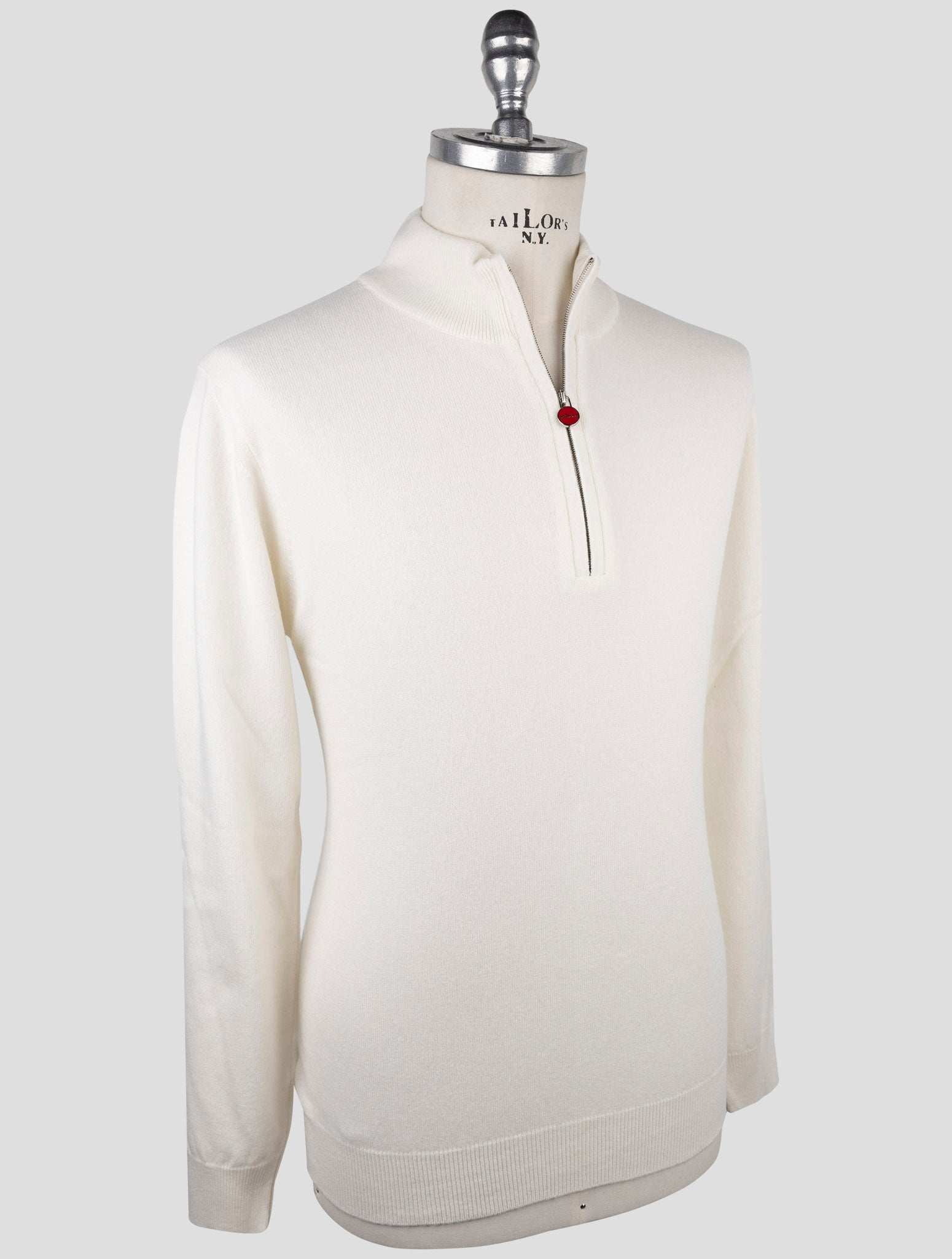 Kiton White Cashmere Sweater Half Zip