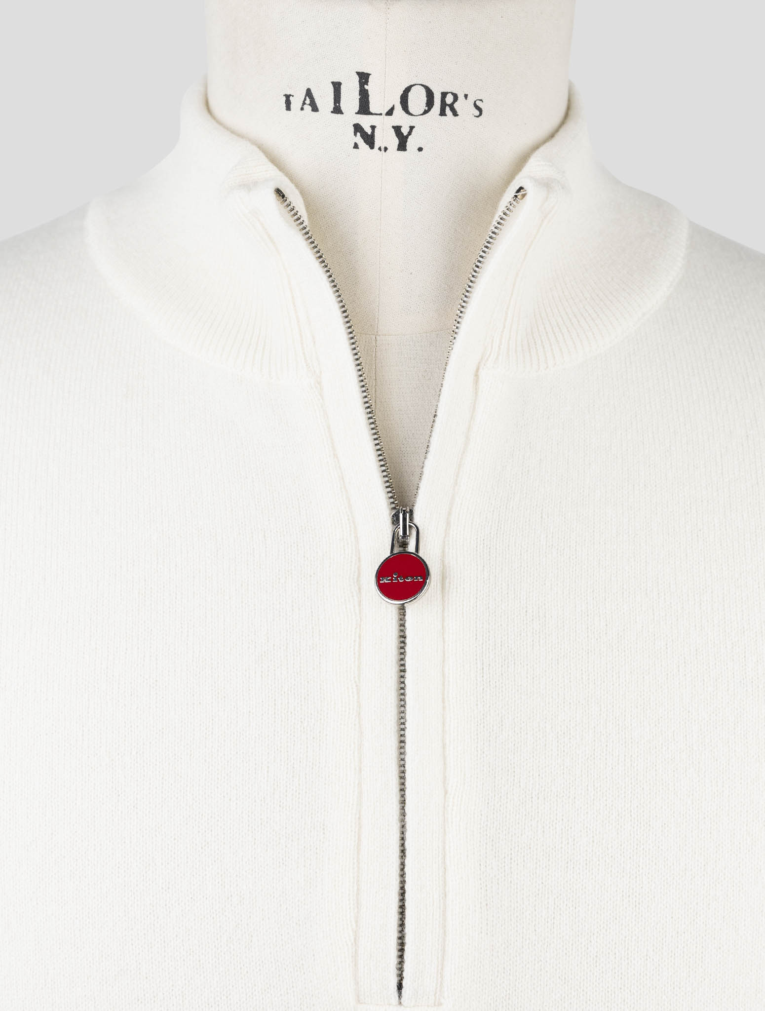 Kiton White Cashmere Sweater Half Zip