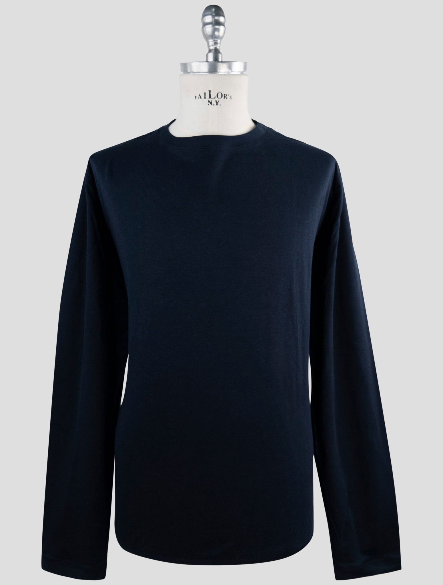 Kiton Blue Cotton Sweater Crewneck