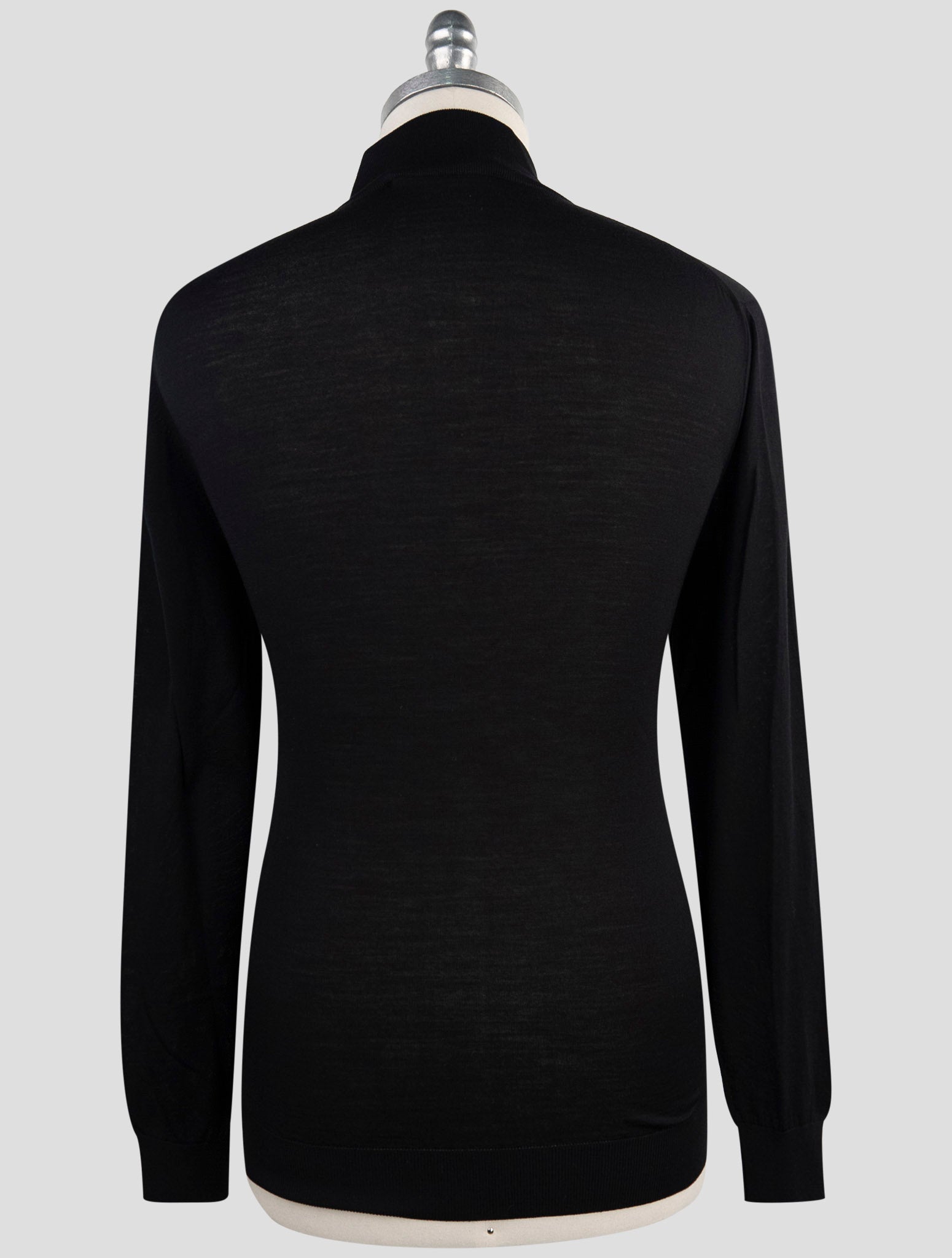 Kiton Black Wool Sweater Half Zip