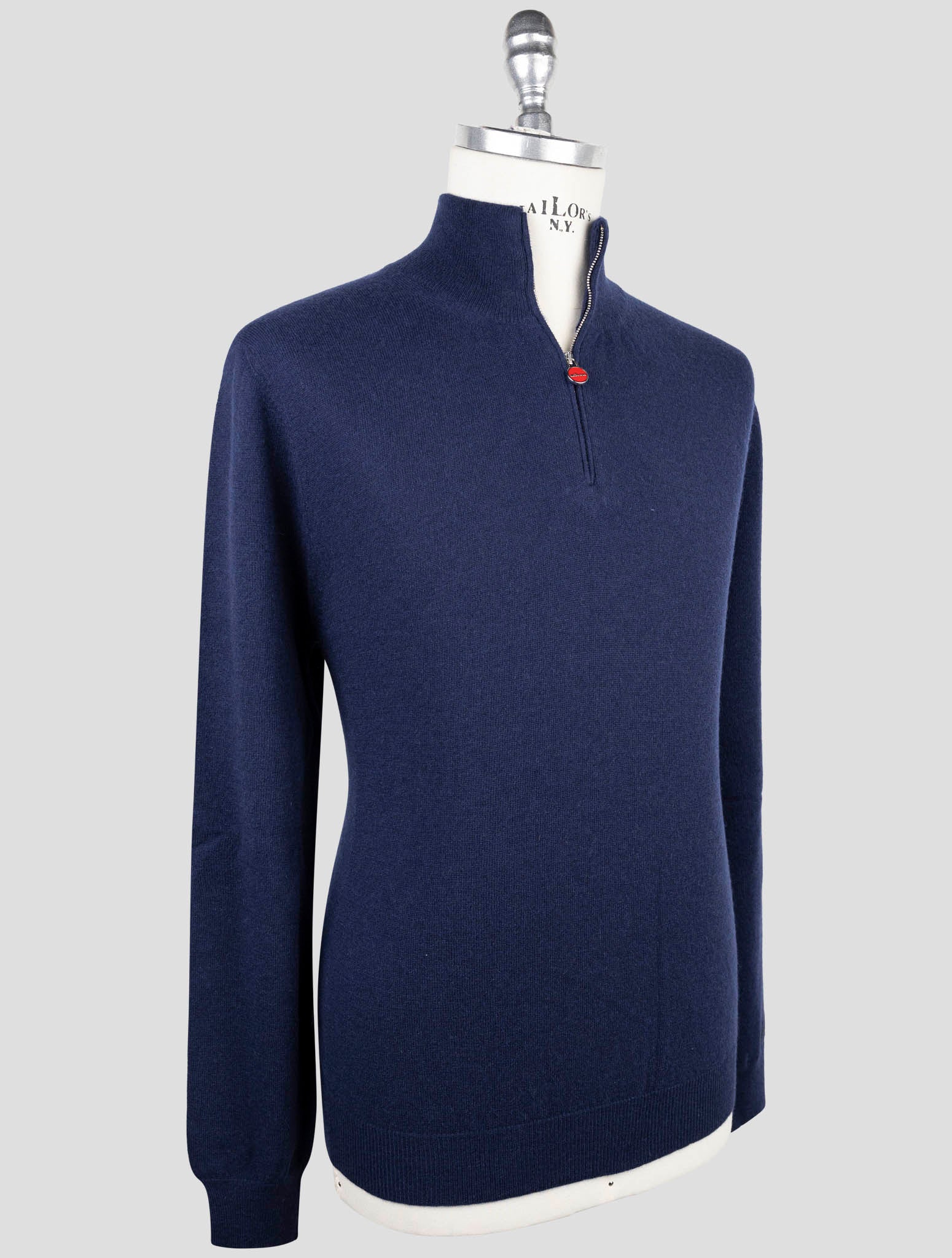 Kiton Blue Cashmere Sweater Half Zip
