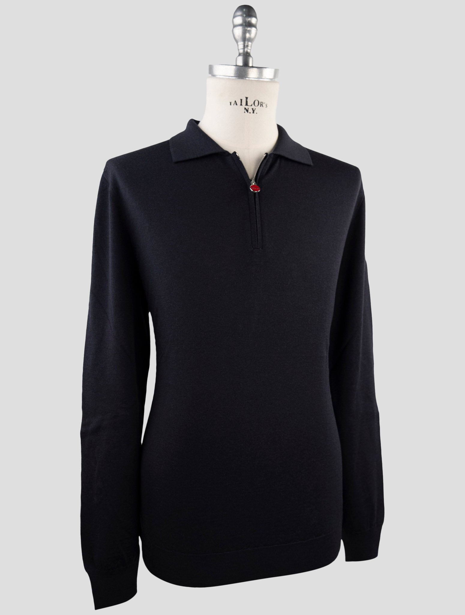 Kiton Dark Blue Wool Sweater Polo