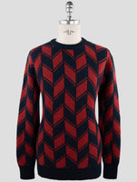 Kiton Red Blue Cashmere Sweater Crewneck