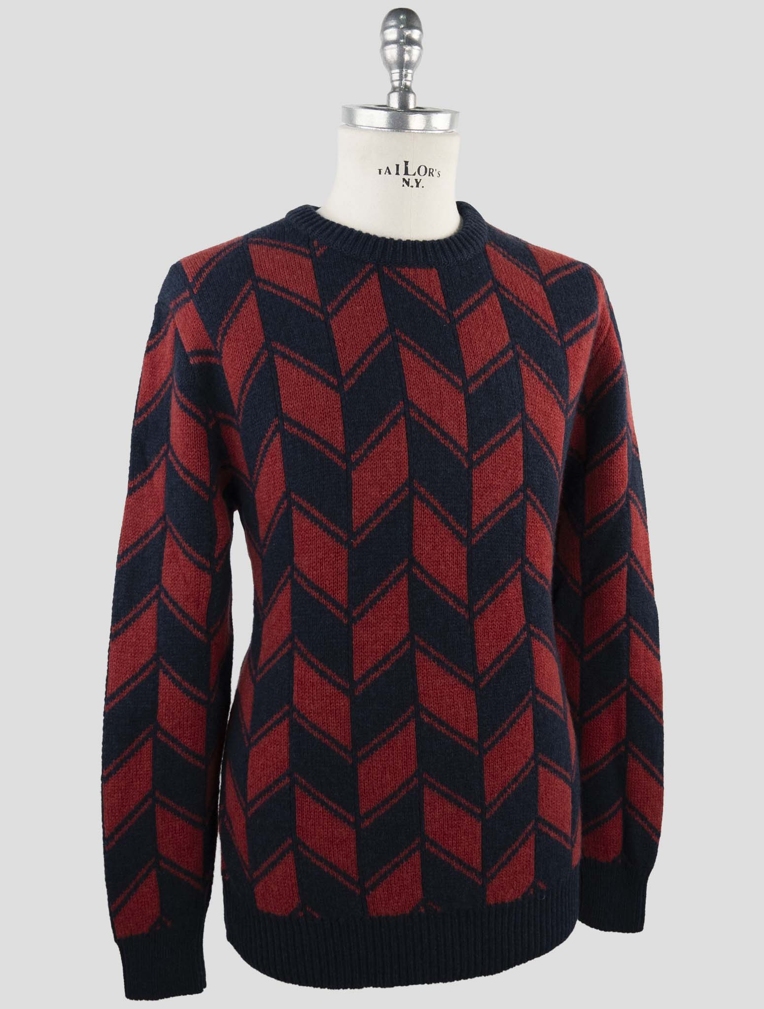 Kiton Red Blue Cashmere Sweater Crewneck