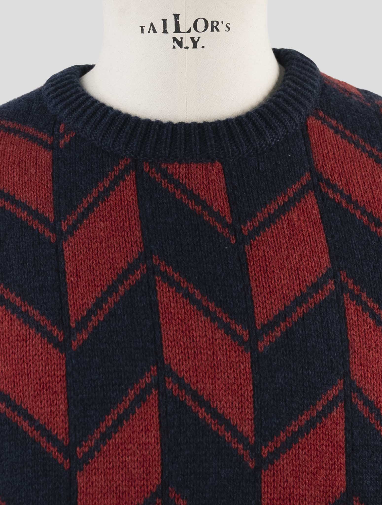 Kiton Red Blue Cashmere Sweater Crewneck