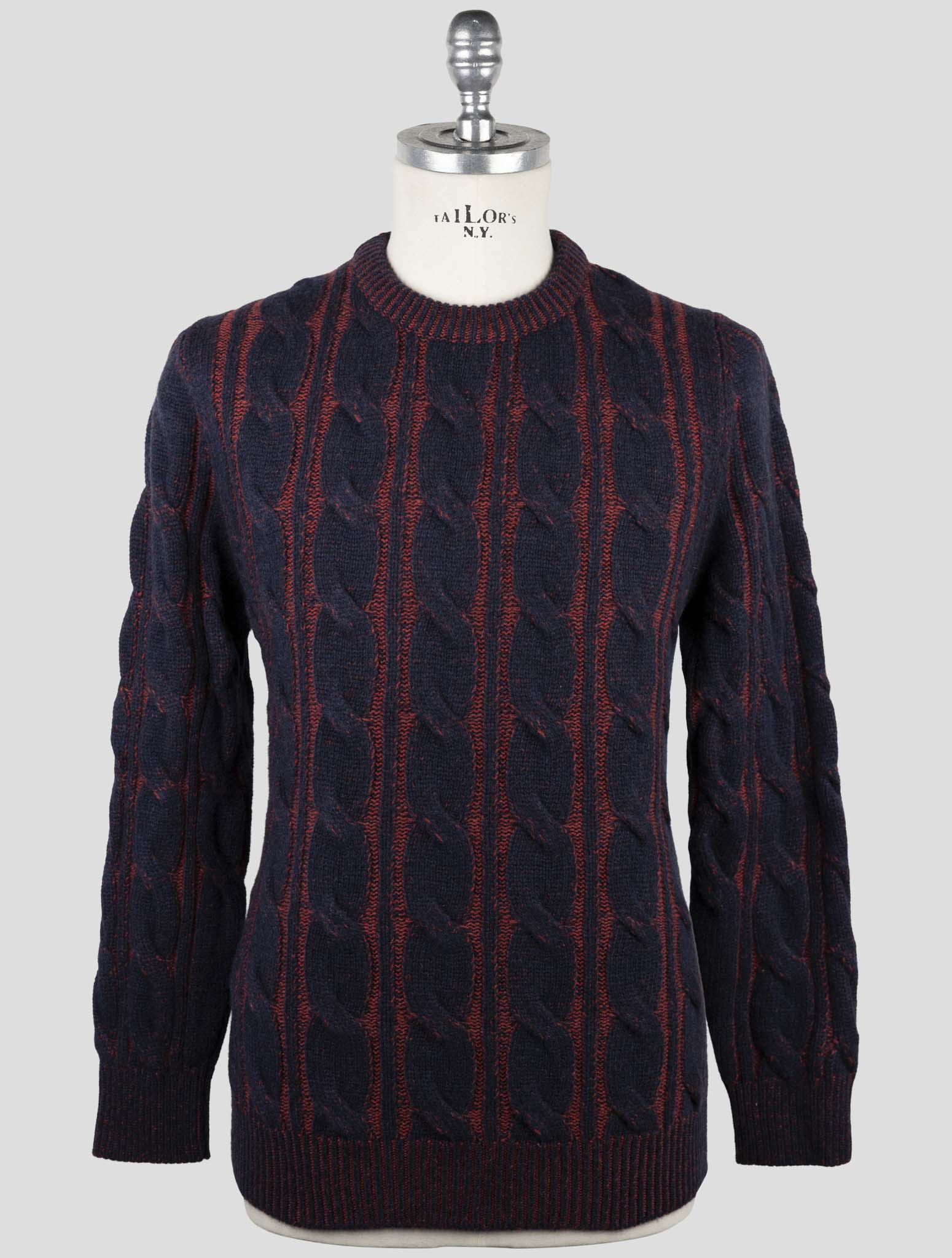 Kiton Red Blue Cashmere Sweater Crewneck