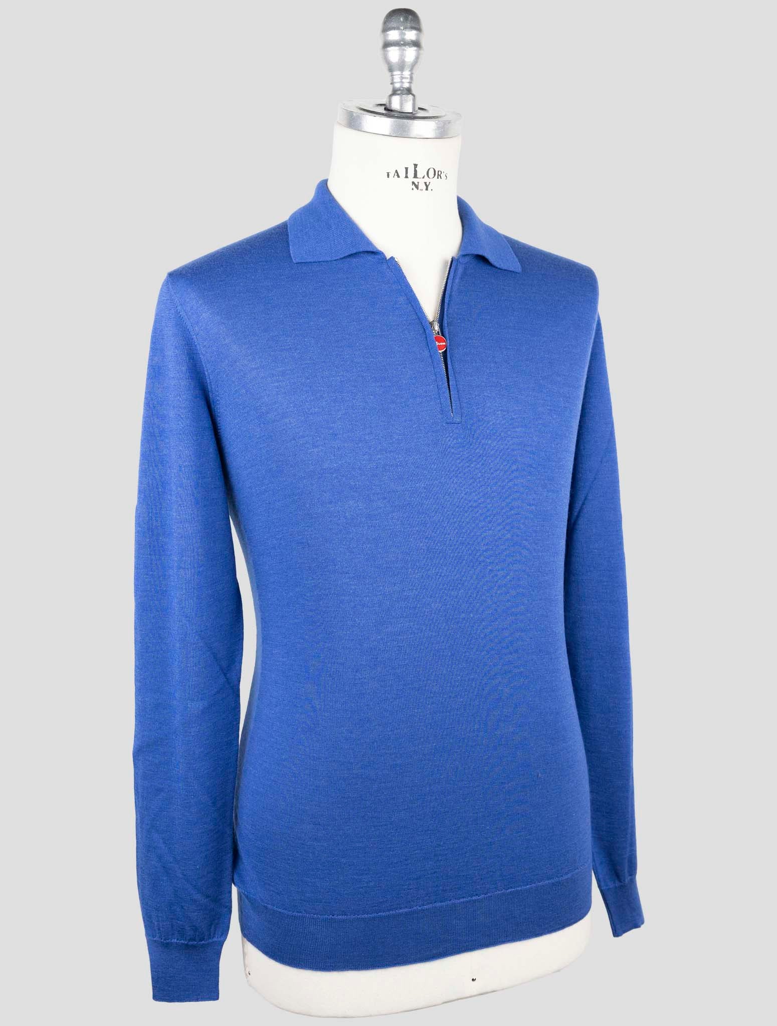 Kiton Blue Cashmere Silk Sweater Polo