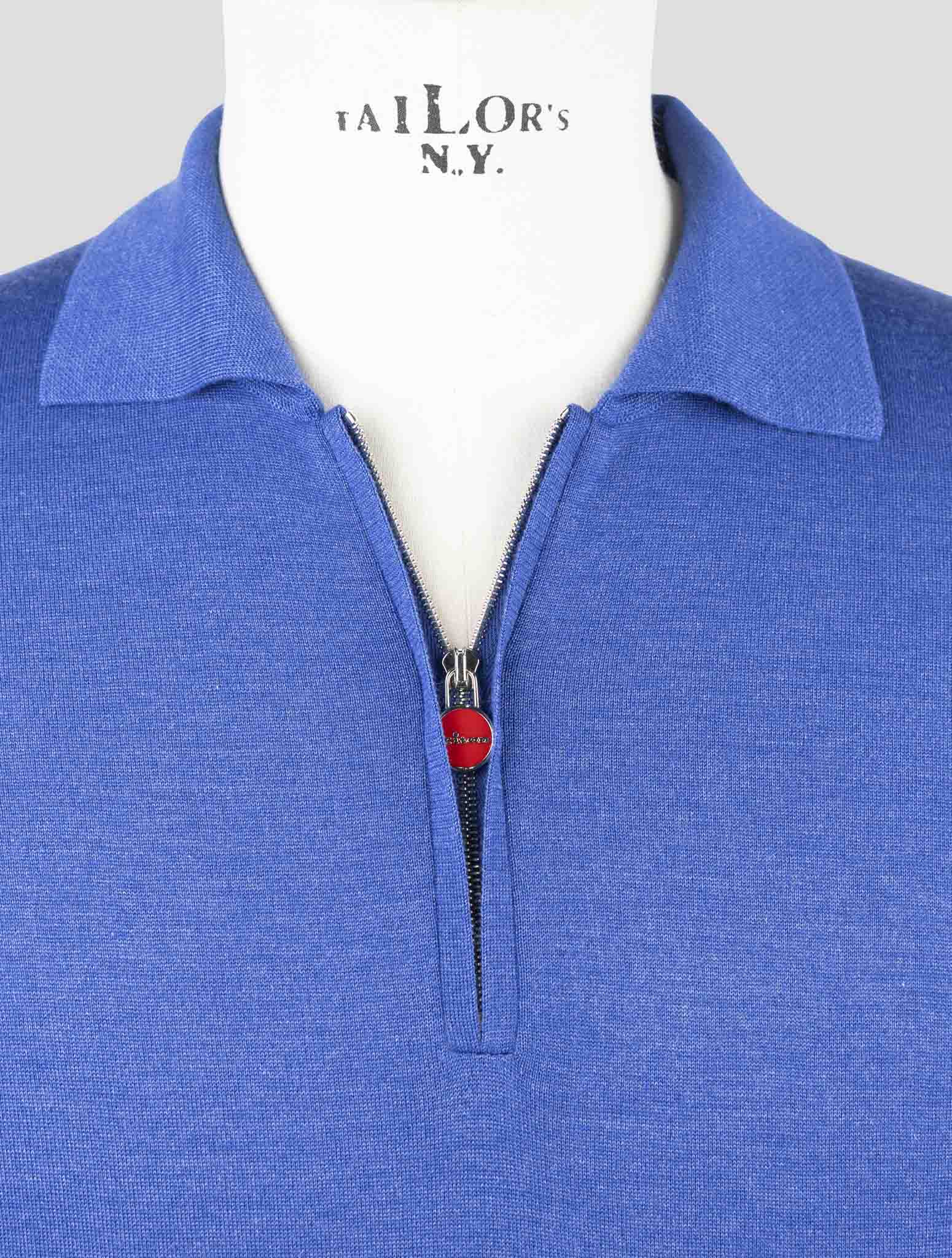 Kiton Blue Cashmere Silk Sweater Polo