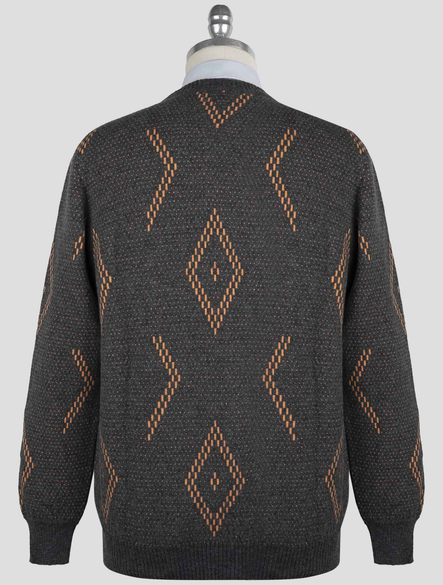 Kiton Gray Orange Cashmere Sweater Crewneck