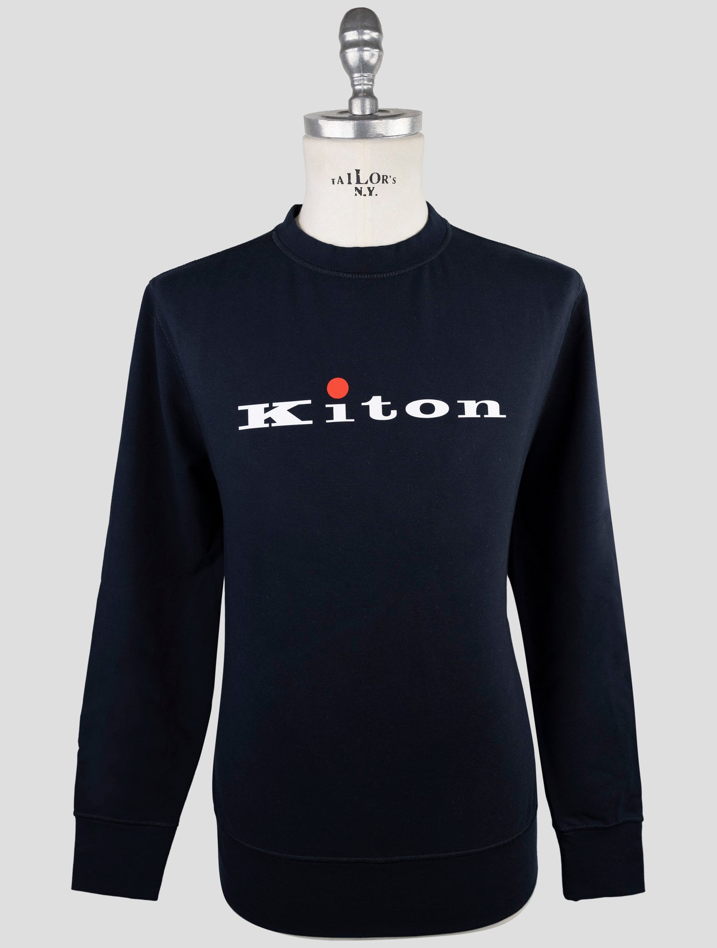 Kiton Blue Cotton Ea Sweater Crewneck