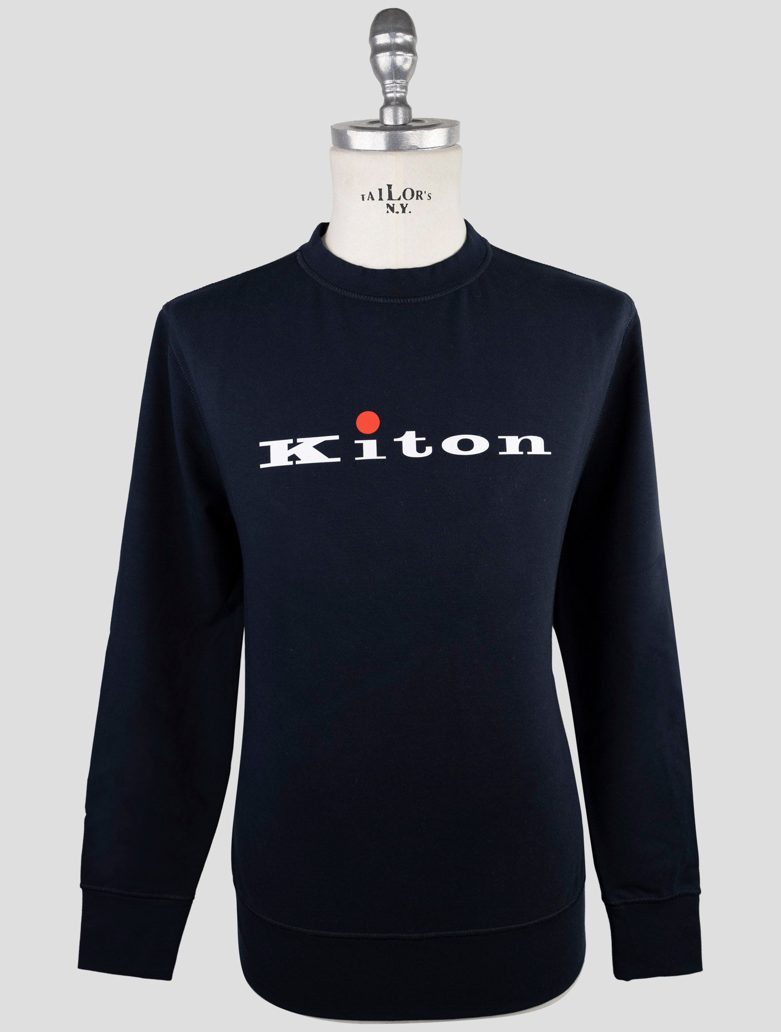 Kiton Blue Cotton Ea Sweater Crewneck