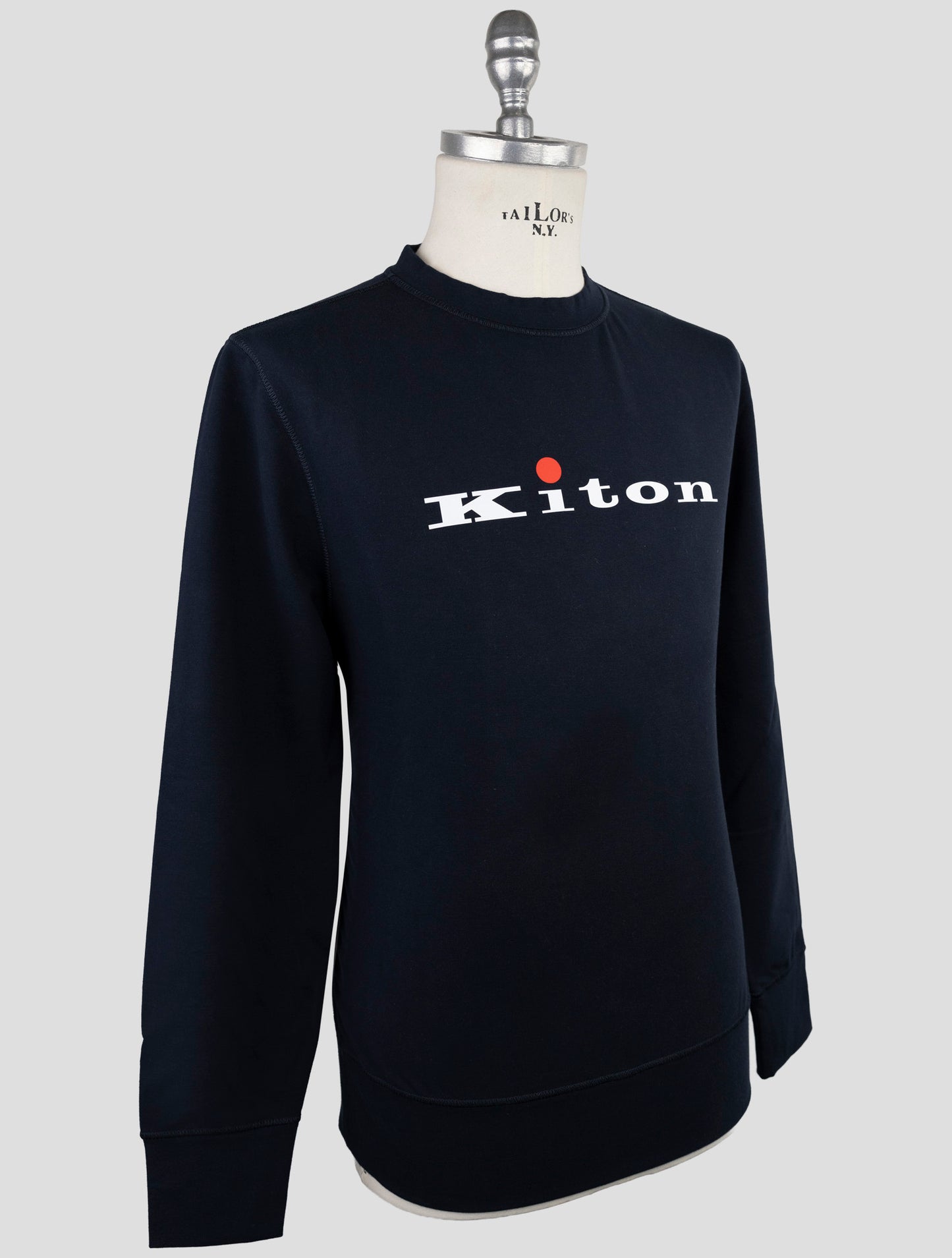 Kiton Blue Cotton Ea Sweater Crewneck