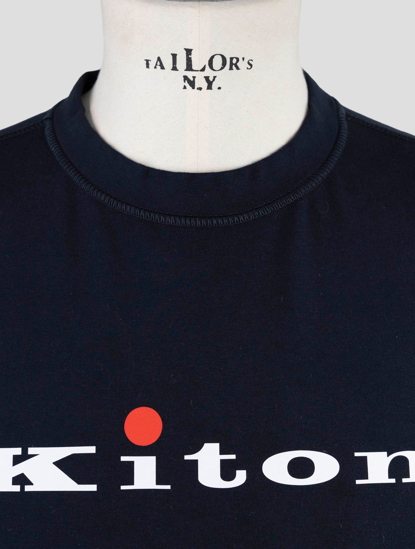 Kiton Blue Cotton Ea Sweater Crewneck