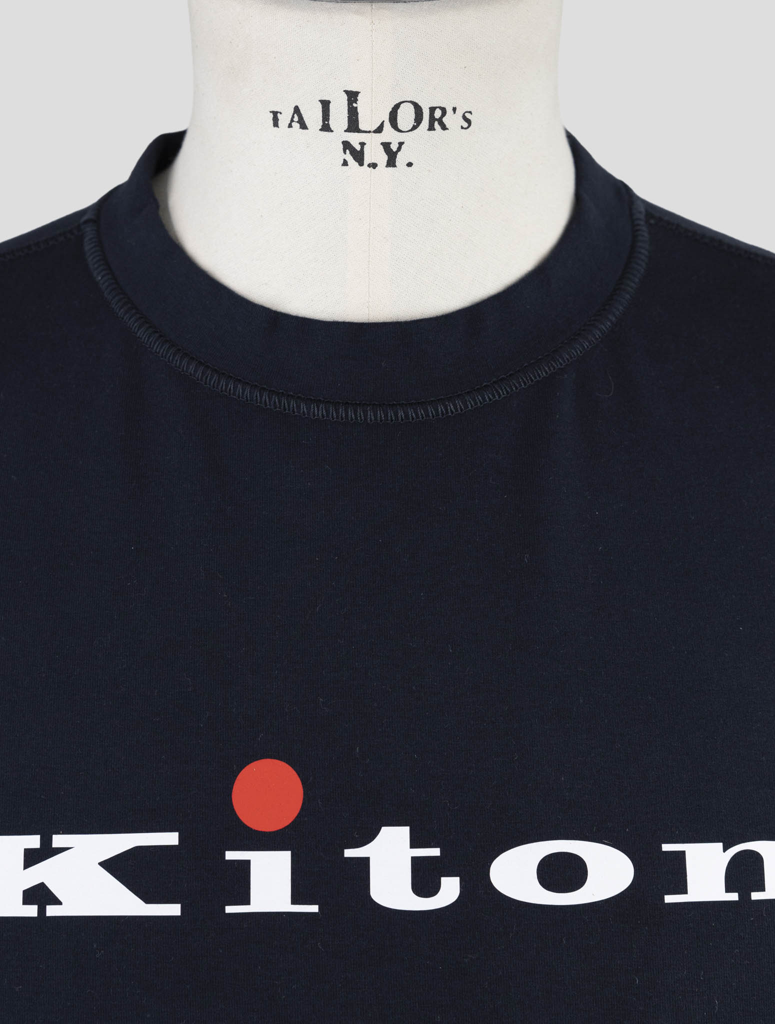 Kiton Blue Cotton Ea Sweater Crewneck